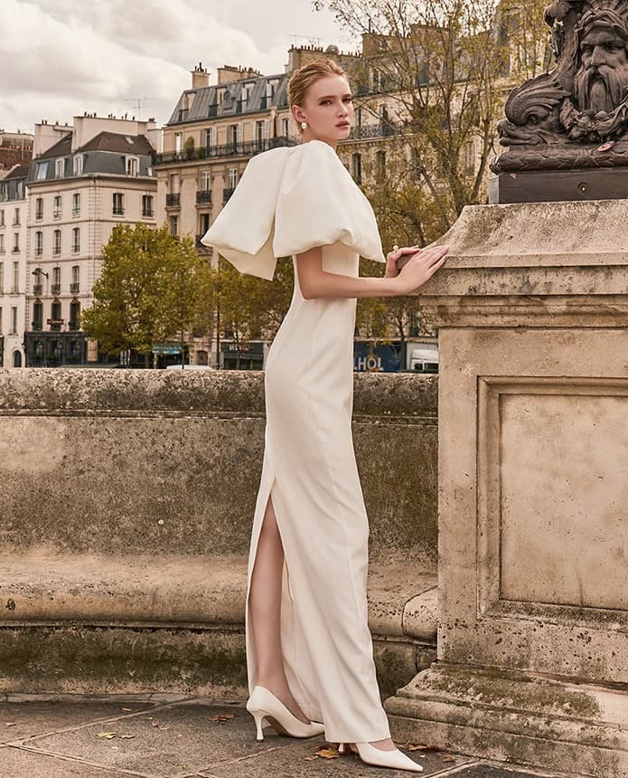 Polyester Dress (White) — KSH32O2D010 — vue 11