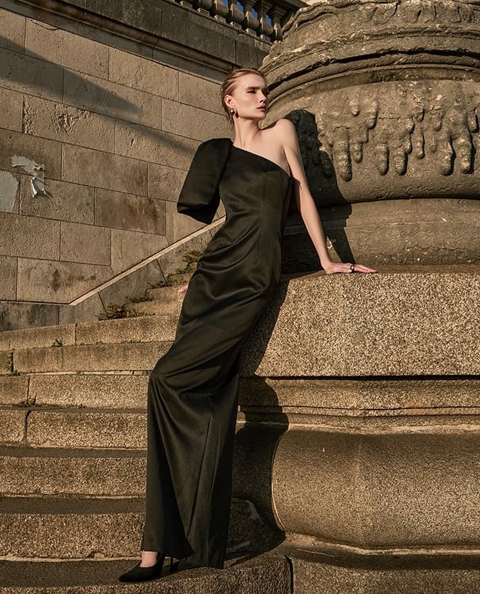 Polyester Dress (Black) — KSH32O2D010 — vue 3