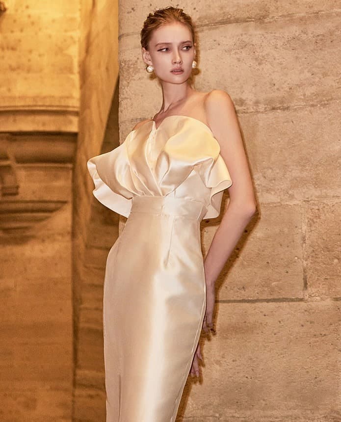 Polyester Dress (Ivory) — 2023 F/W — vue 3