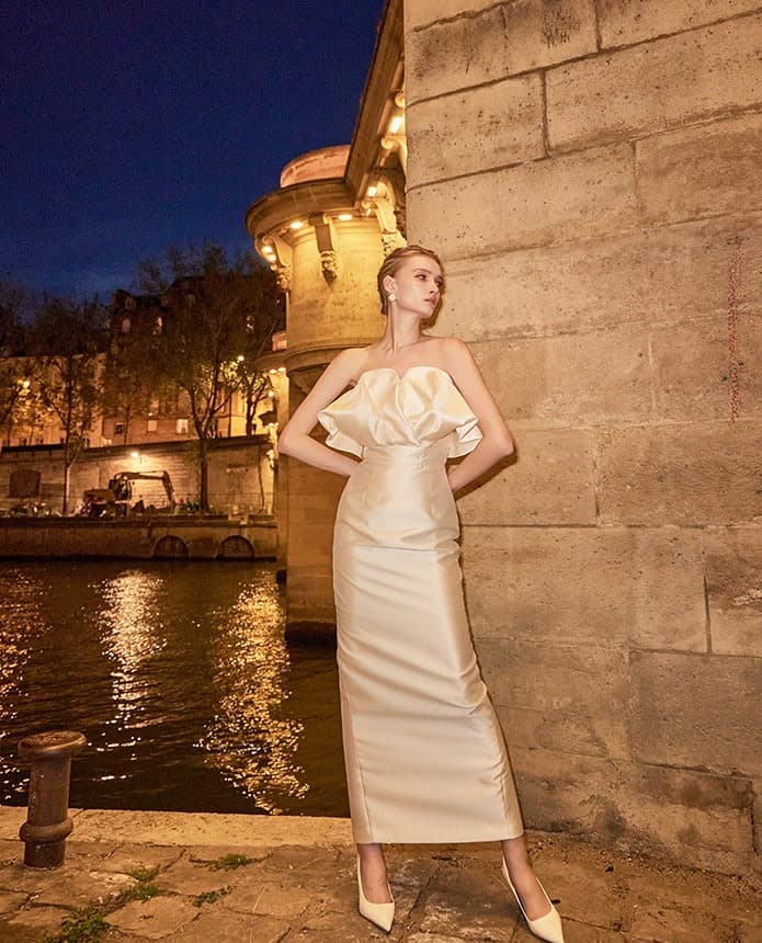 Polyester Dress (Ivory) — 2023 F/W — vue 4