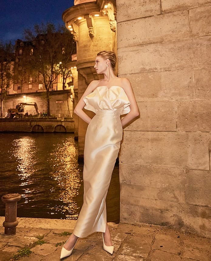 Polyester Dress (Ivory) — 2023 F/W — vue 10