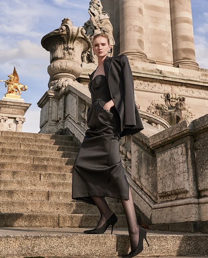 Polyester Tailored Jacket (Black) — KSH32O2JK001 — vue 2