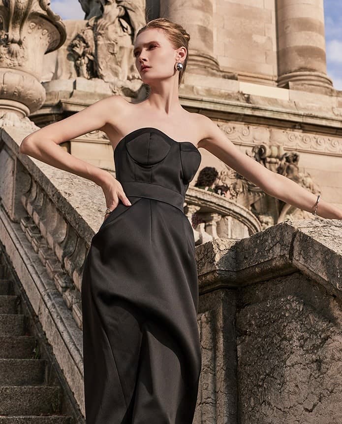 Polyester Dress (Black) — KSH32O2D003 — vue 3