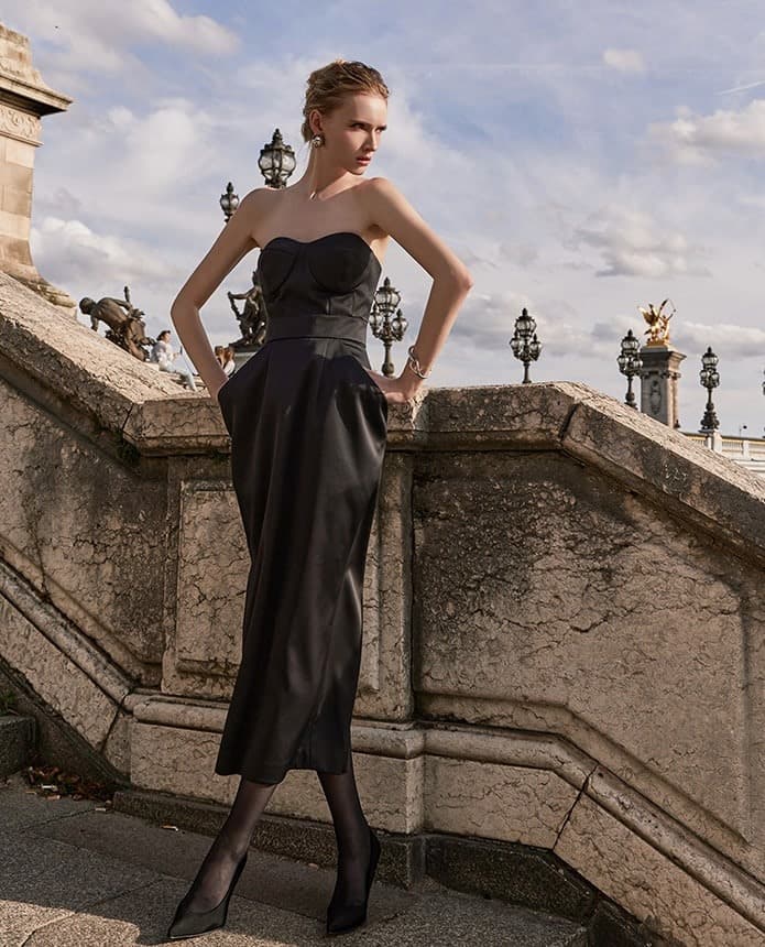 Polyester Dress (Black) — KSH32O2D003 — vue 4