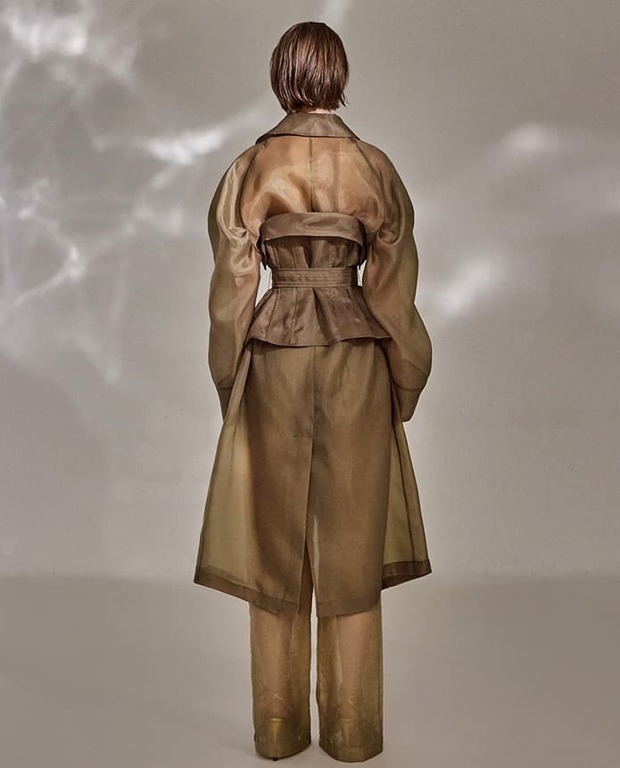 Polyester Belted Coat (Brown) — vue 3