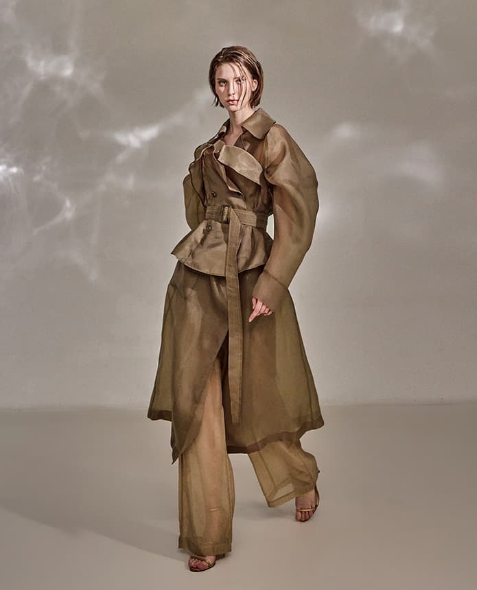 Polyester Belted Coat (Brown) — vue 7