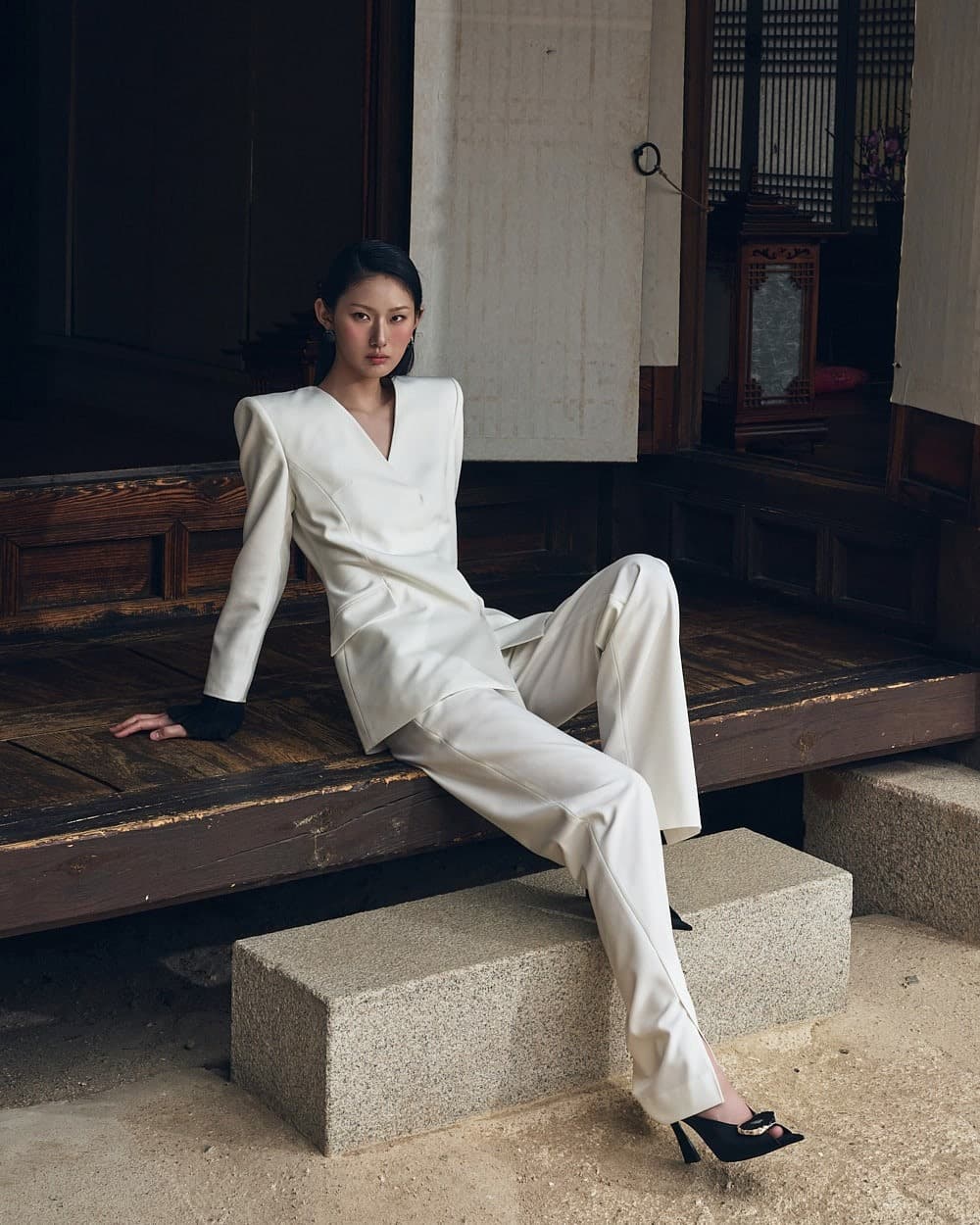 Polyester Jacket & Trousers Set (White) — vue 5