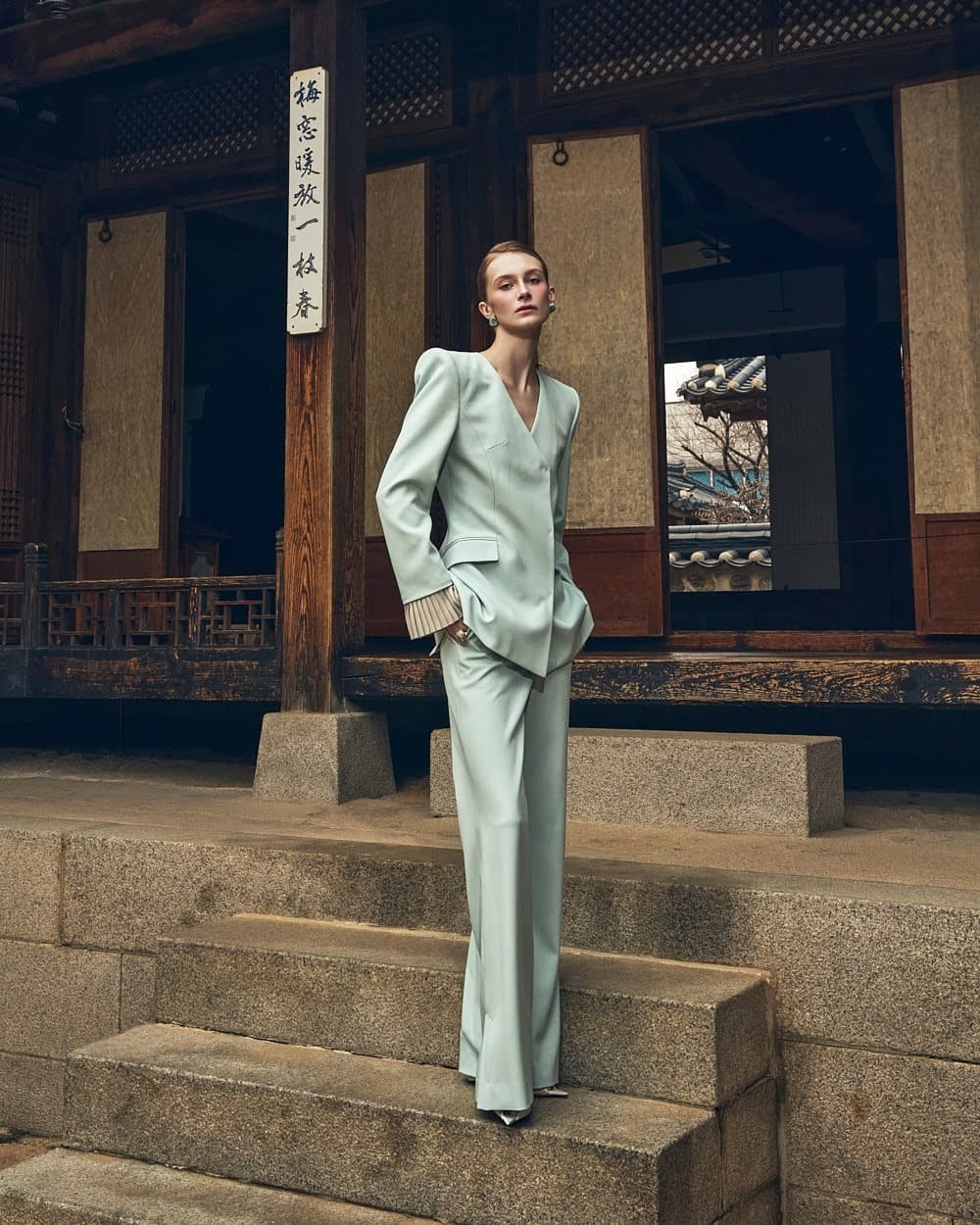 Polyester Jacket & Trousers Set (Mint) — vue 4