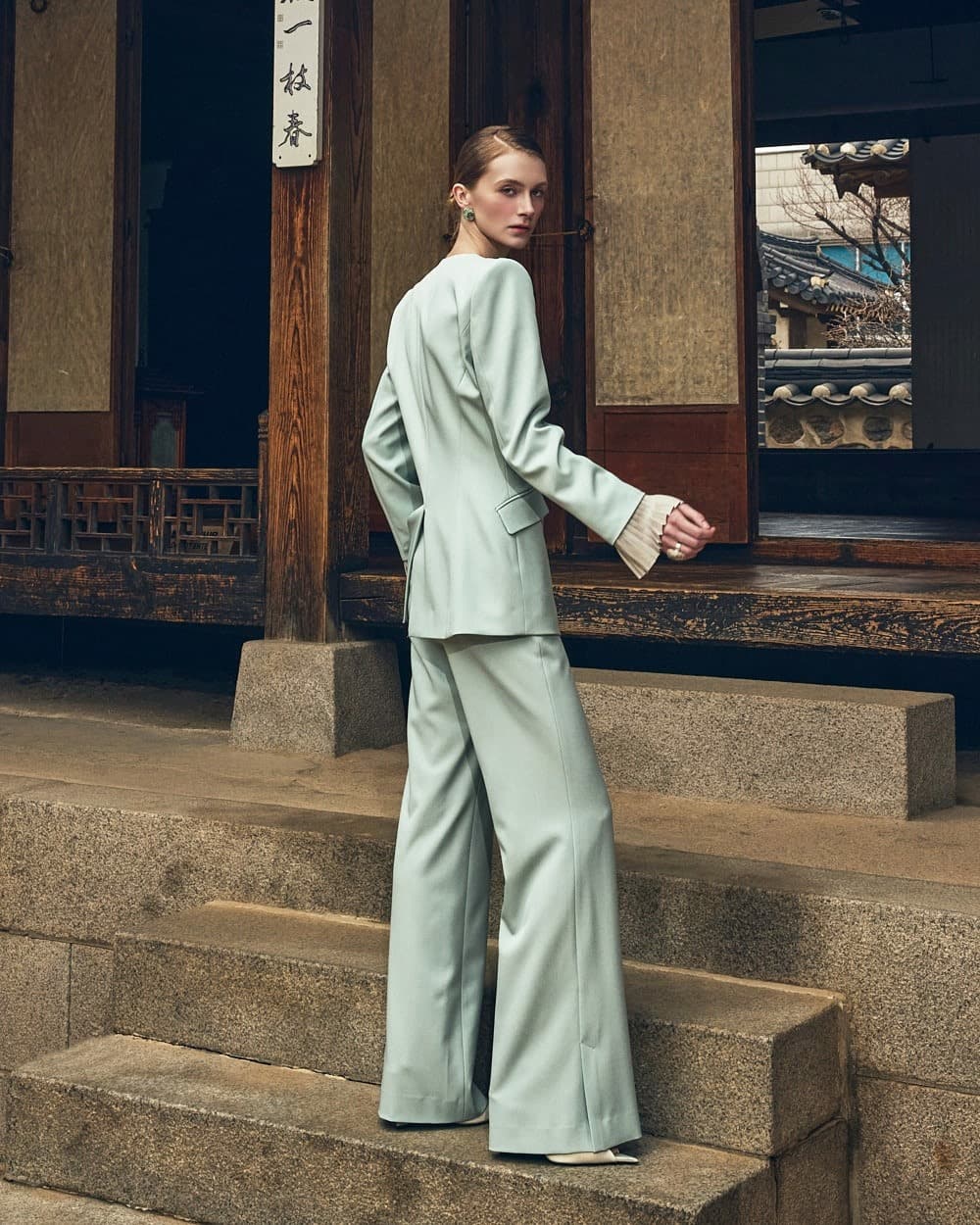 Polyester Jacket & Trousers Set (Mint) — vue 5