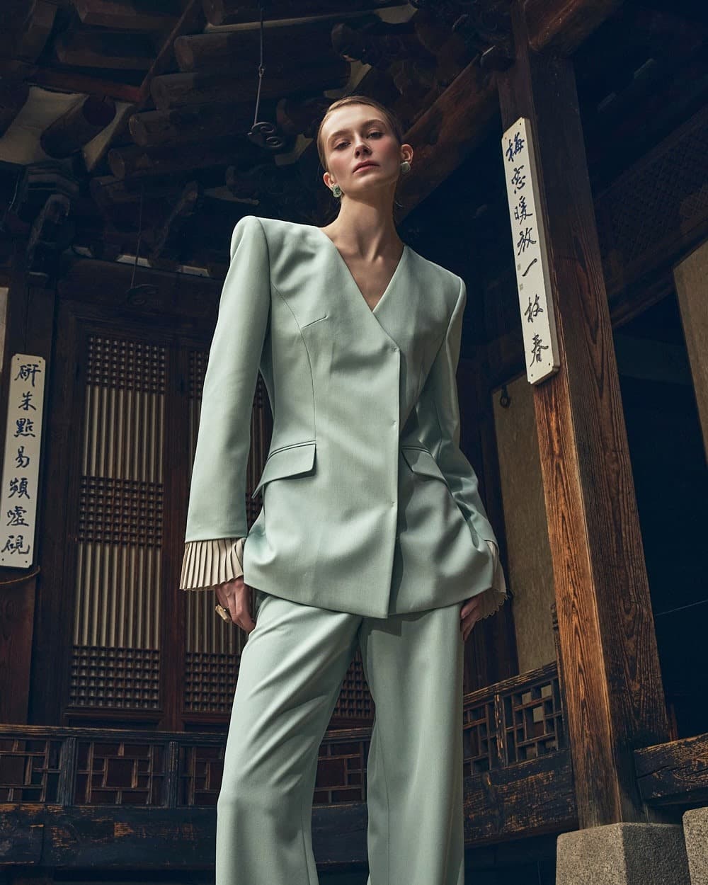 Polyester Jacket & Trousers Set (Mint) — vue 9