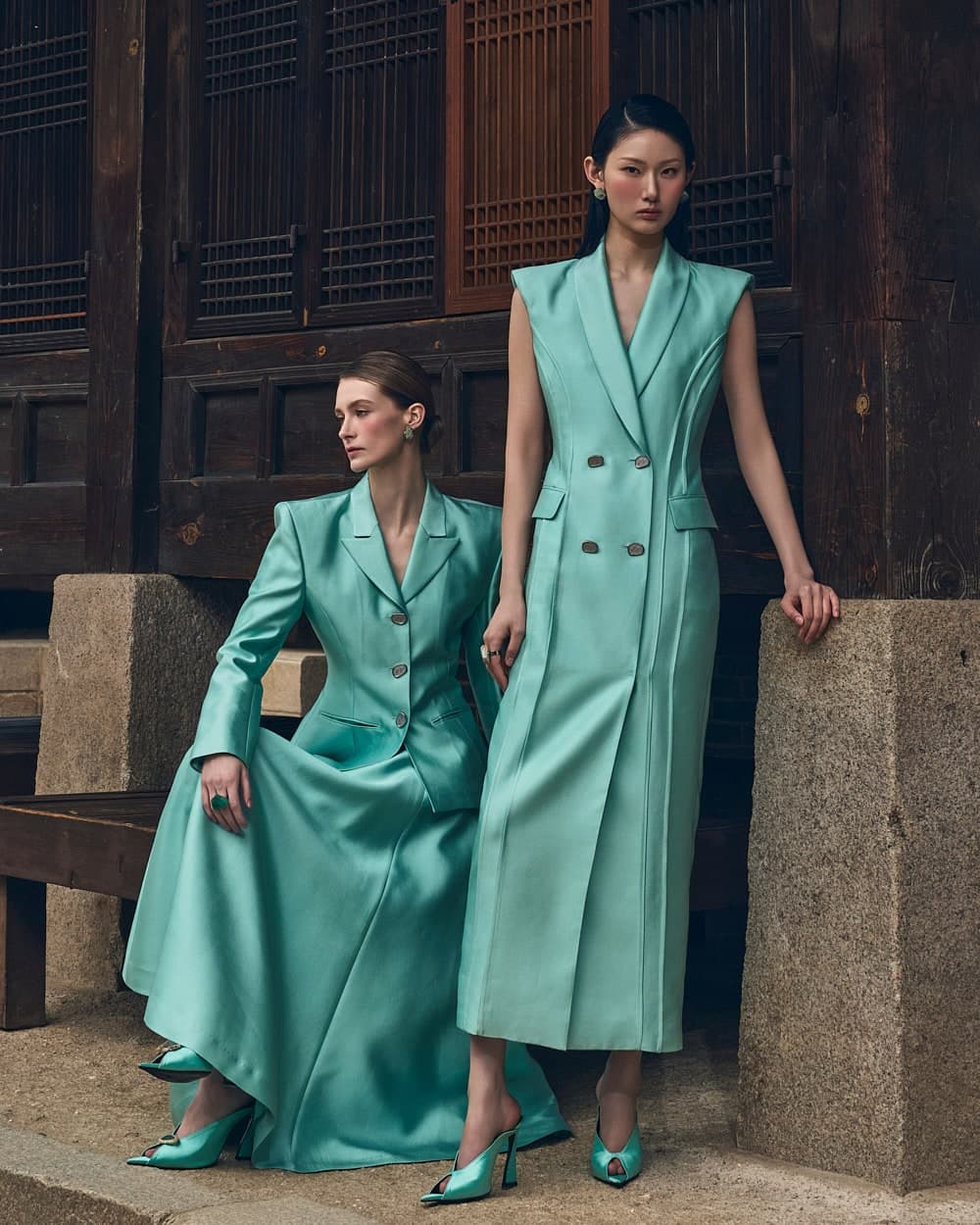 Robe en laine et soie (menthe) — vue 2