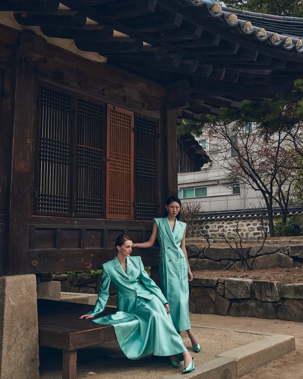 Robe en laine et soie (menthe) — vue 3