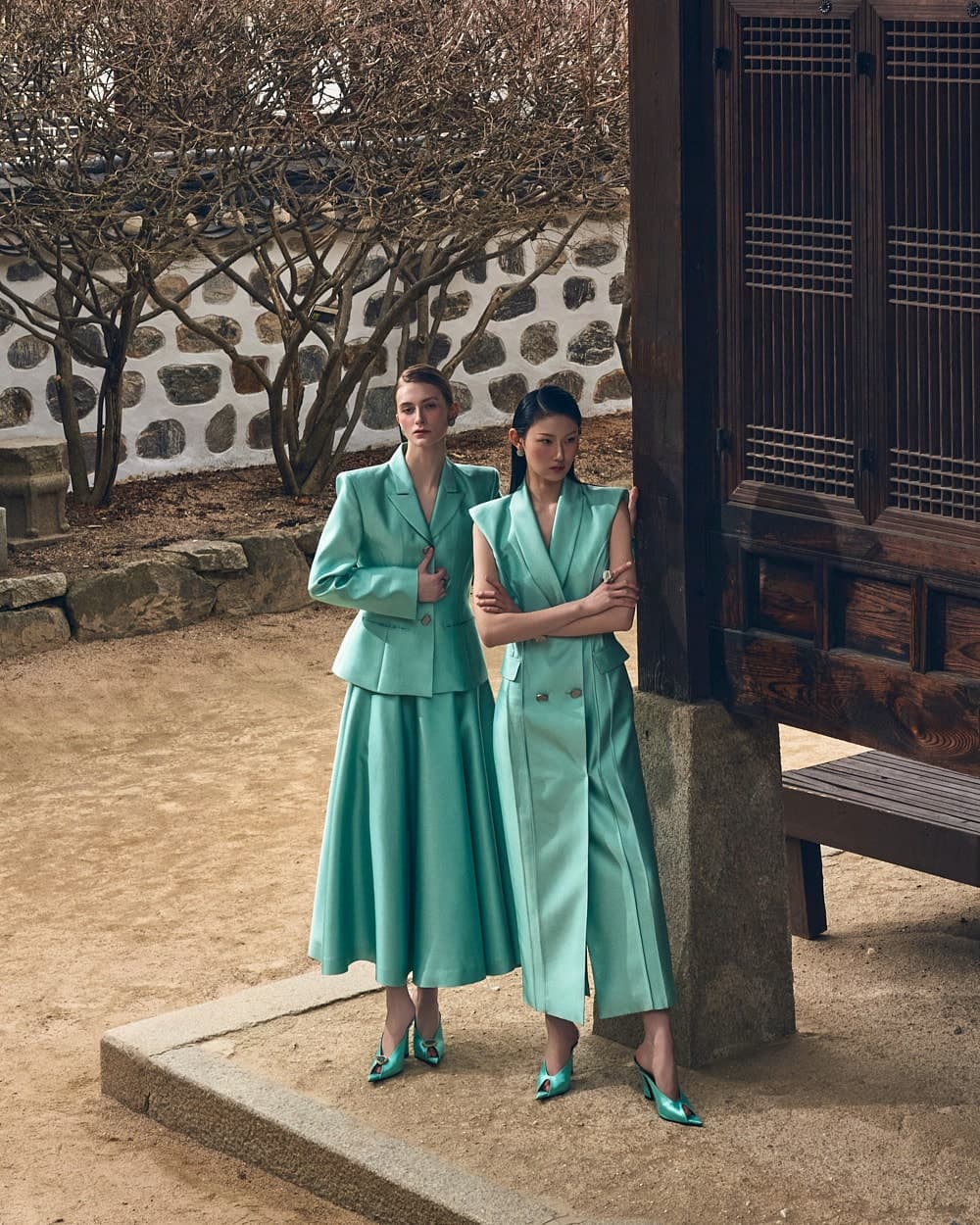 Robe en laine et soie (menthe) — vue 4