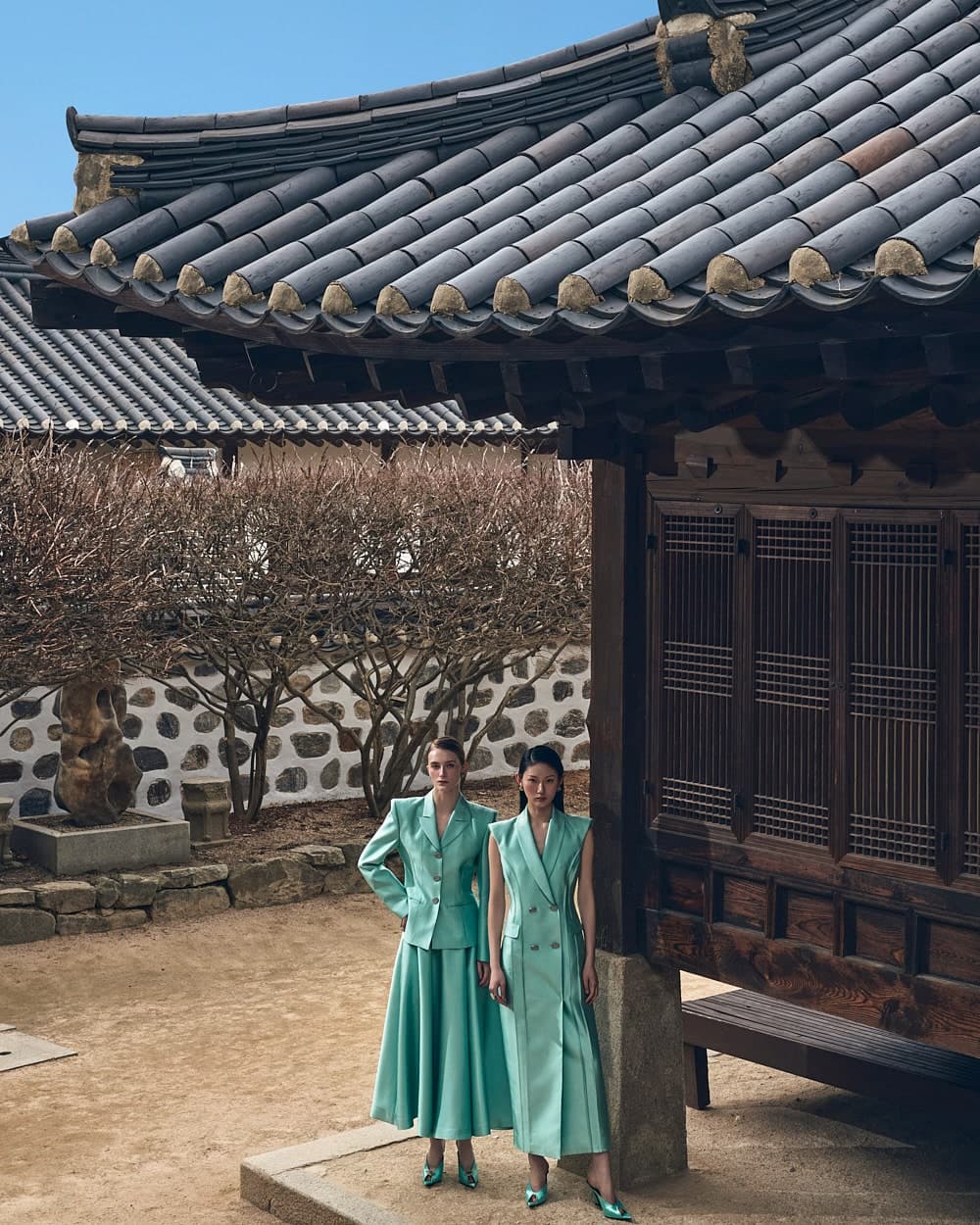 Robe en laine et soie (menthe) — vue 1