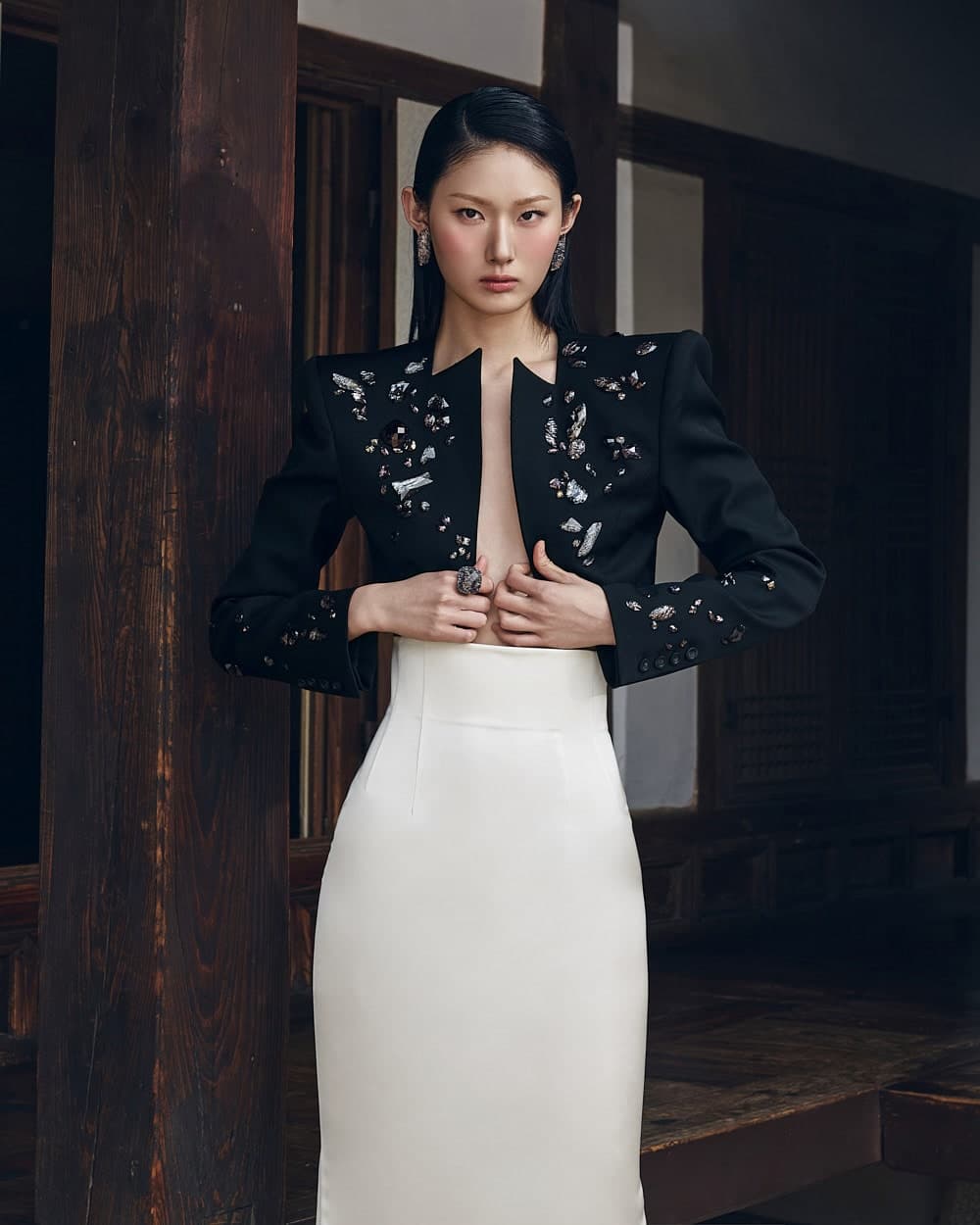 Veste courte en laine et polyester — vue 12