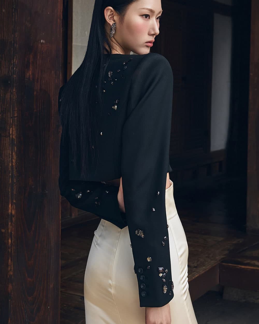 Veste courte en laine et polyester — vue 9
