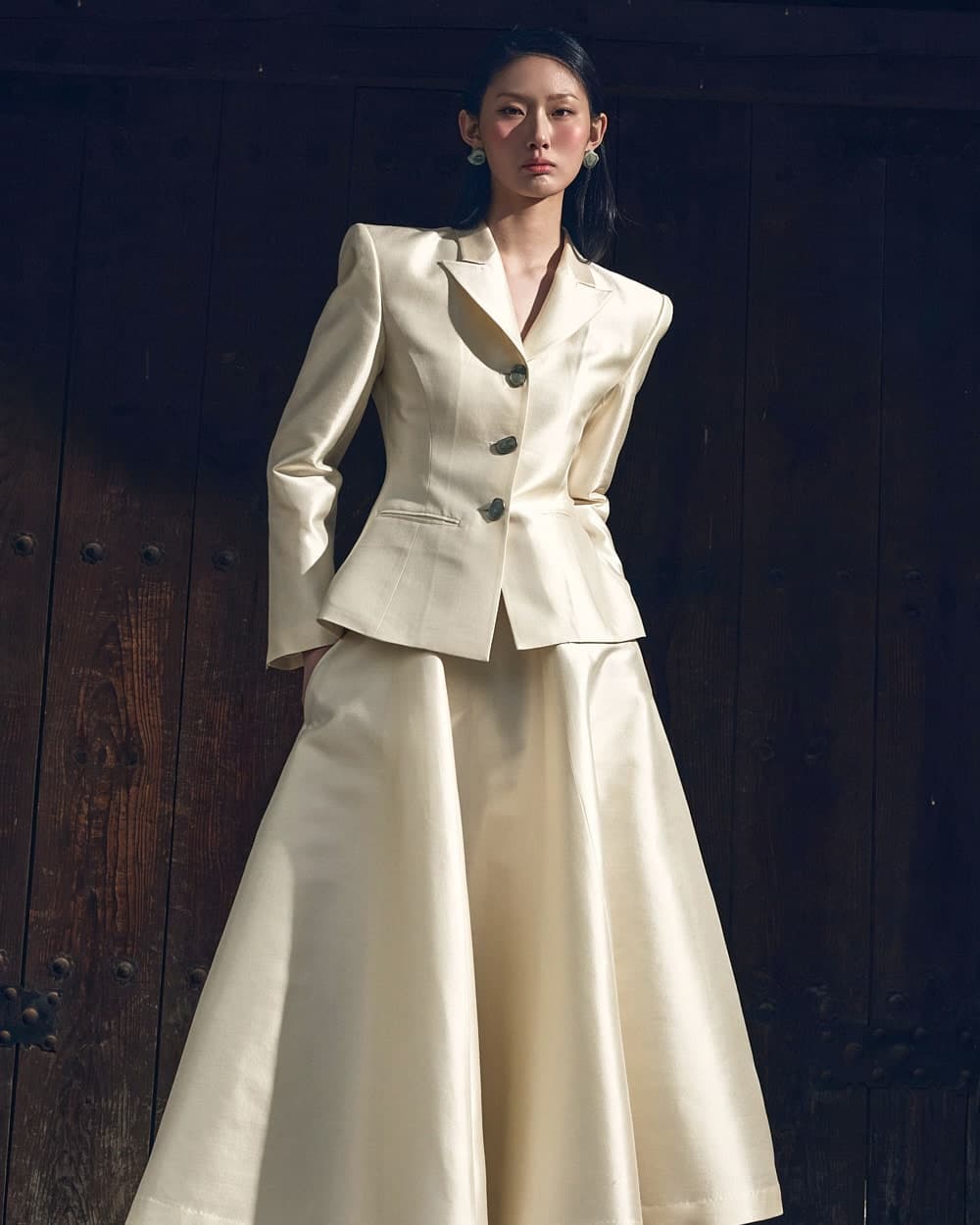 Veste tailleur en laine et soie (ivoire) — vue 3
