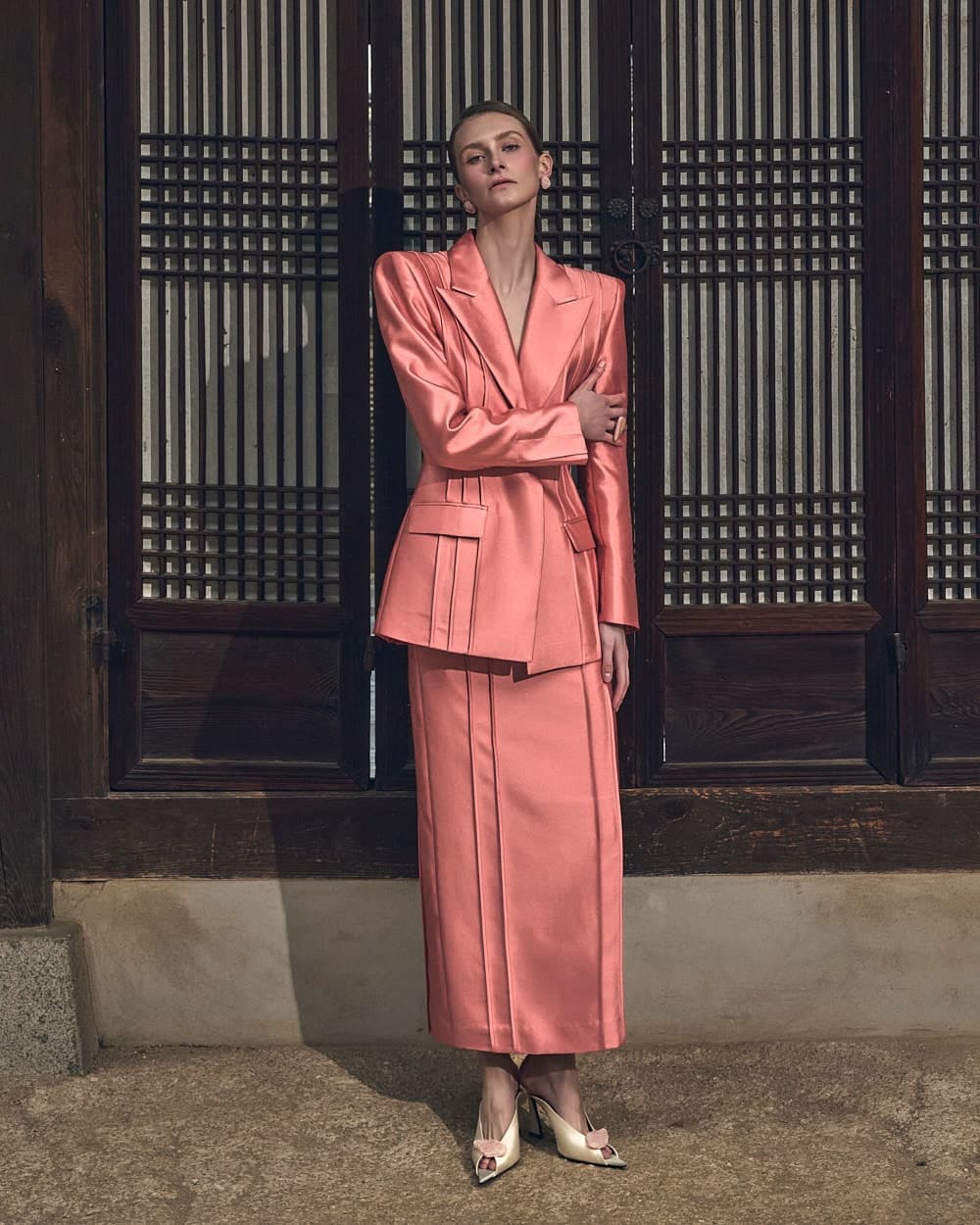 Jupe en laine et soie (rose) — vue 6