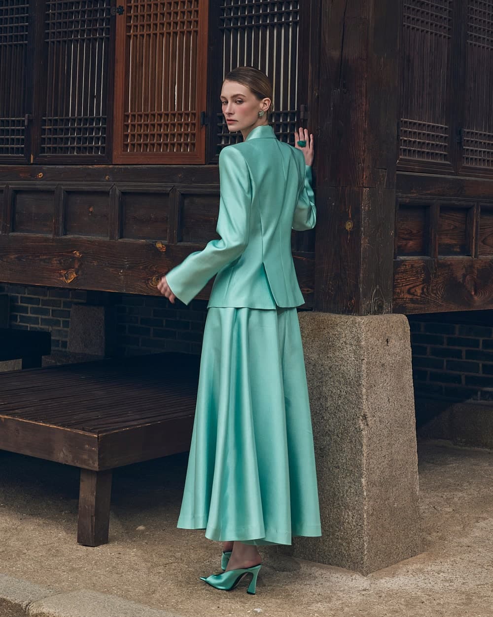 Jupe en laine et soie (menthe) — vue 4
