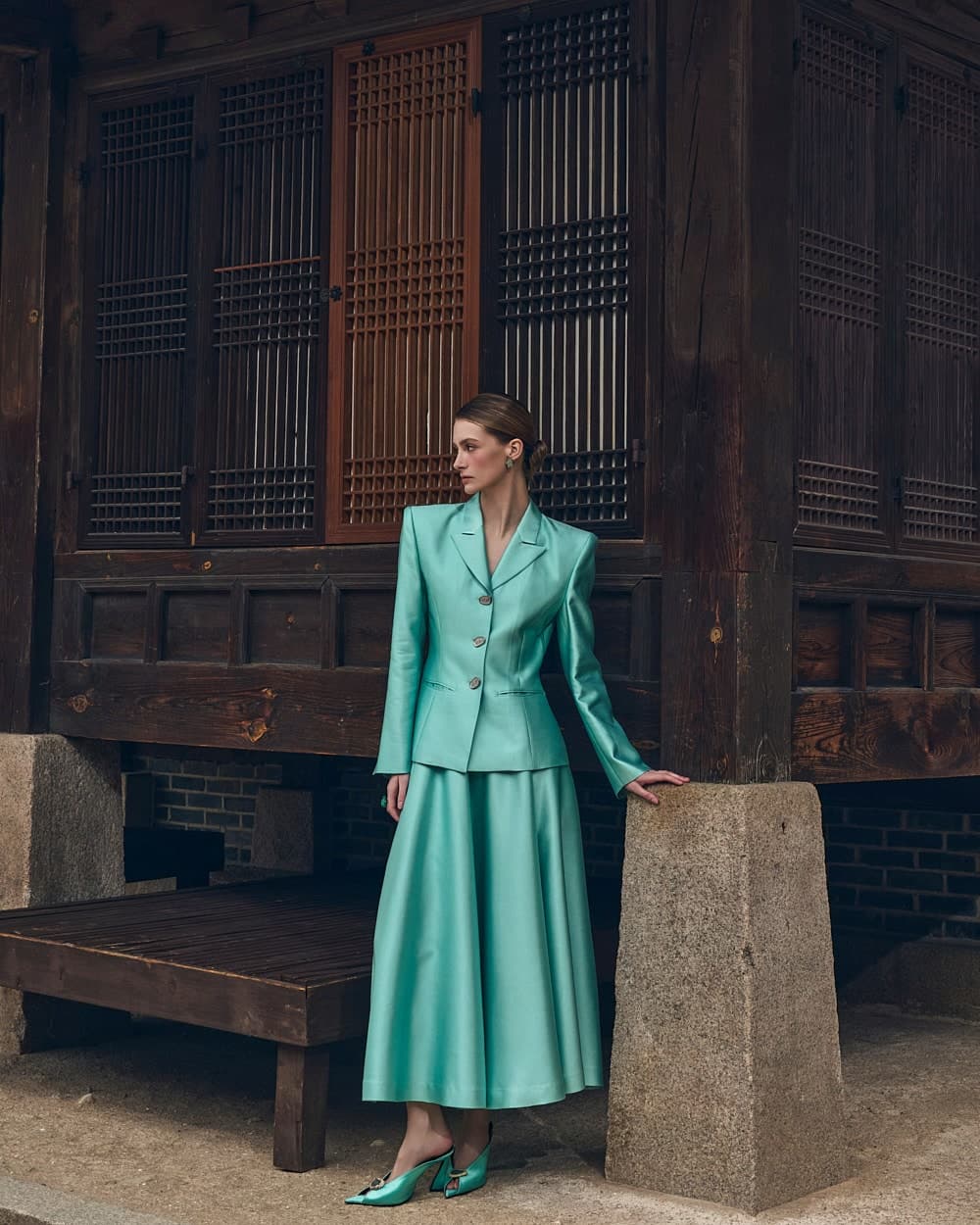 Jupe en laine et soie (menthe) — vue 1