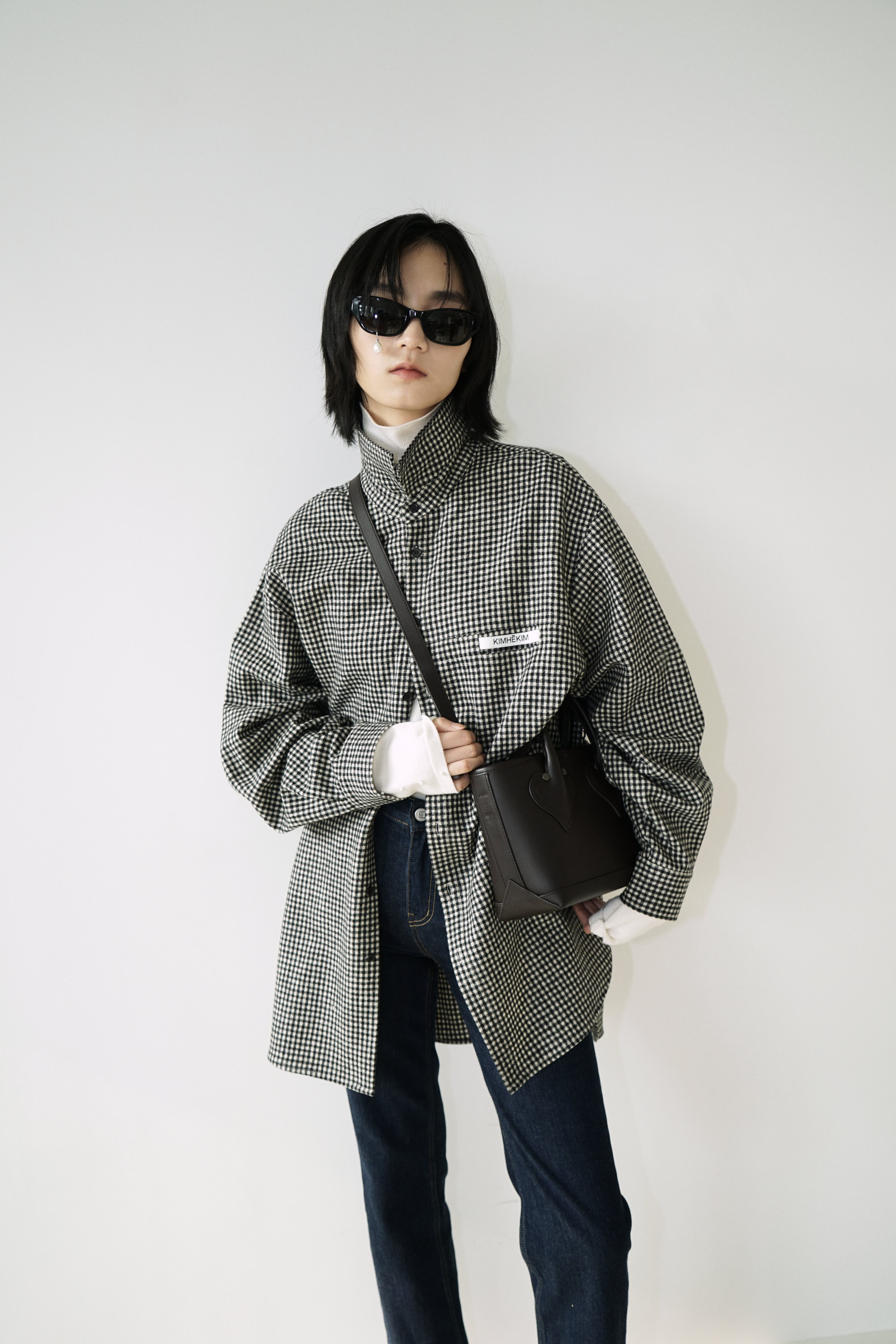 Checkered KIMHEKIM Label Shirt (Black) — vue 10
