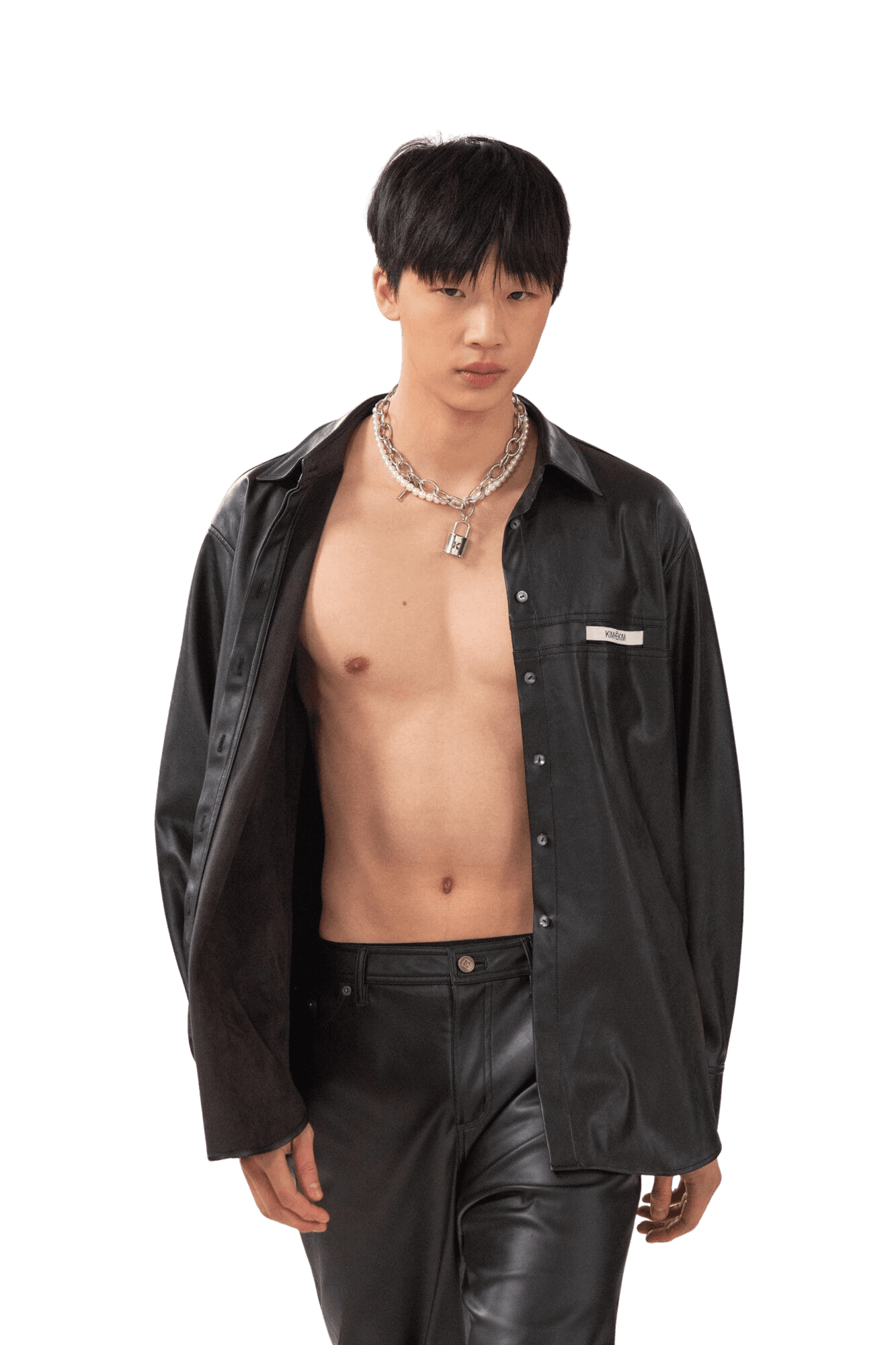 Vegan Leather KIMHEKIM Label Shirt (Black) — vue 2