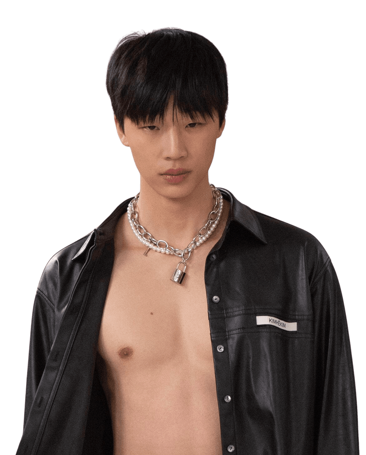 Vegan Leather KIMHEKIM Label Shirt (Black) — vue 3