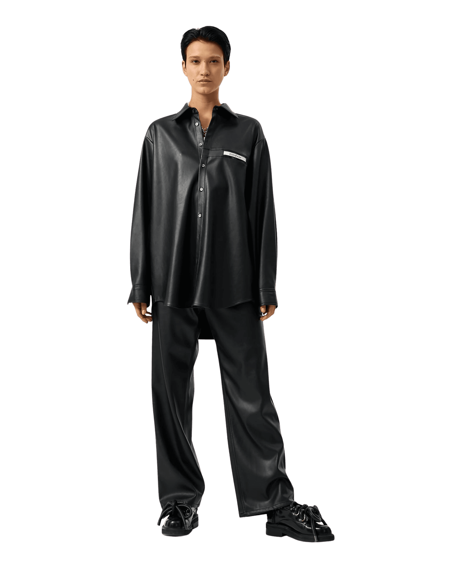 Vegan Leather KIMHEKIM Label Shirt (Black) — vue 5
