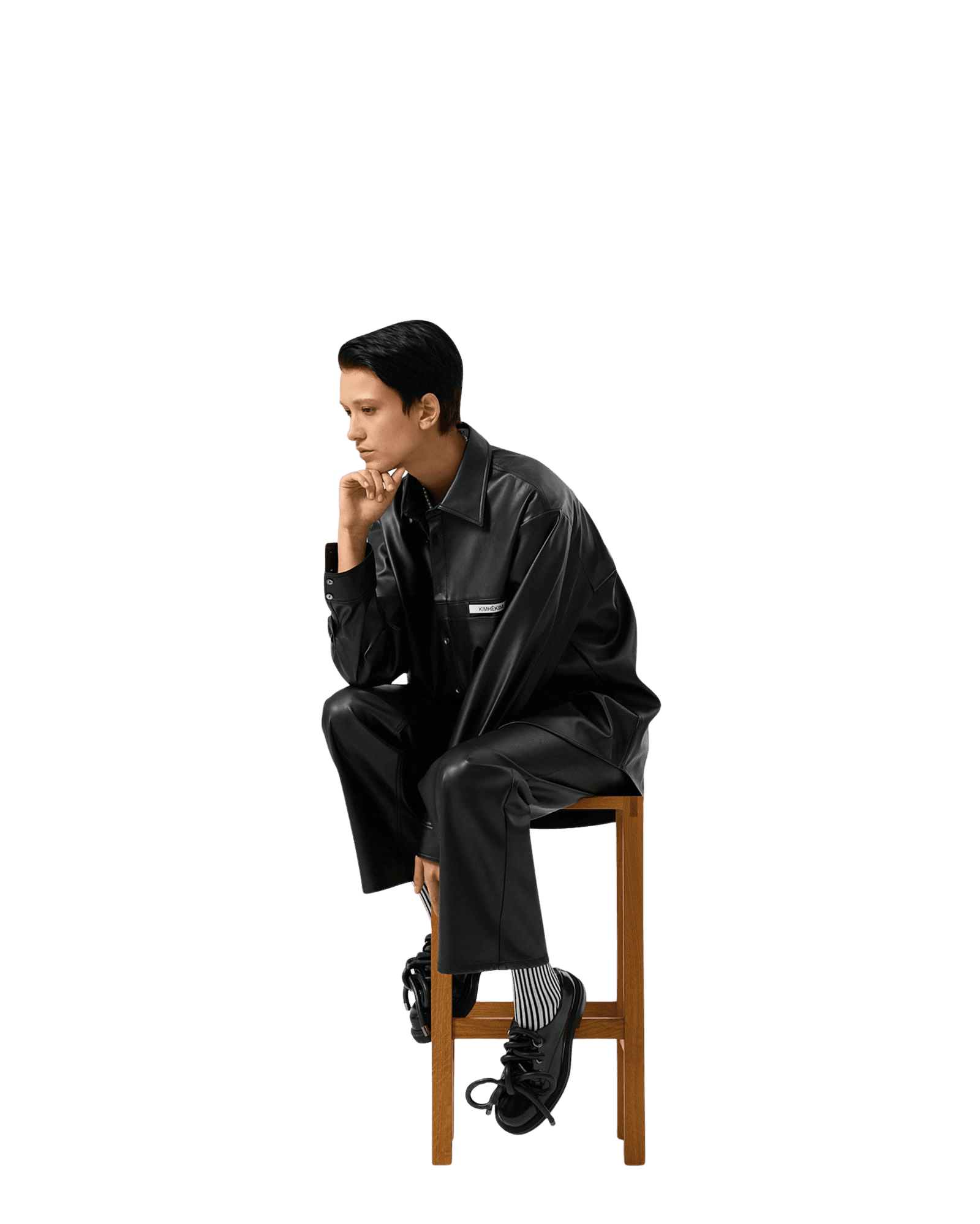 Vegan Leather KIMHEKIM Label Shirt (Black) — vue 10