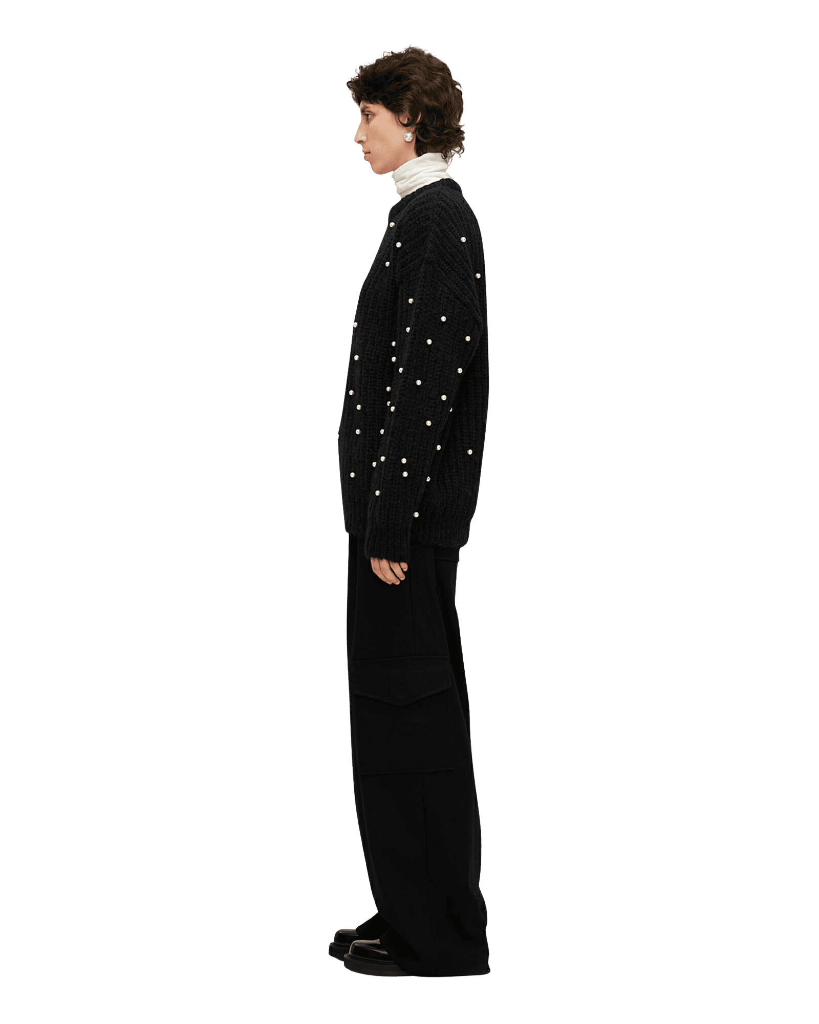 Pearl Embellished Mohair-Alpaca Sweater (Black) — vue 3
