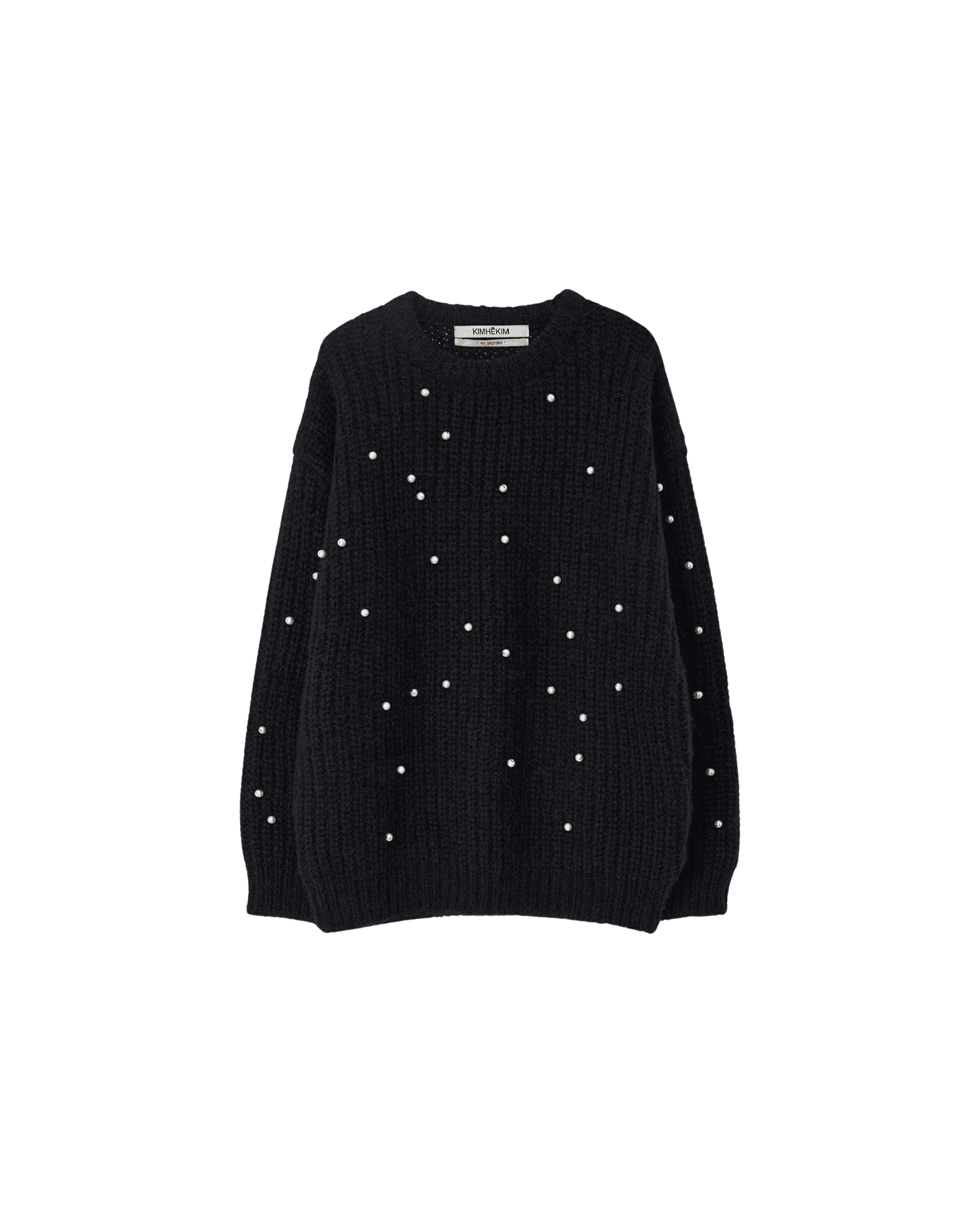 Pearl Embellished Mohair-Alpaca Sweater (Black) — vue 6