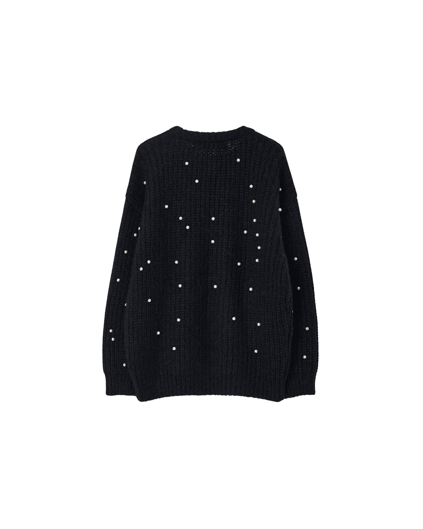 Pearl Embellished Mohair-Alpaca Sweater (Black) — vue 7