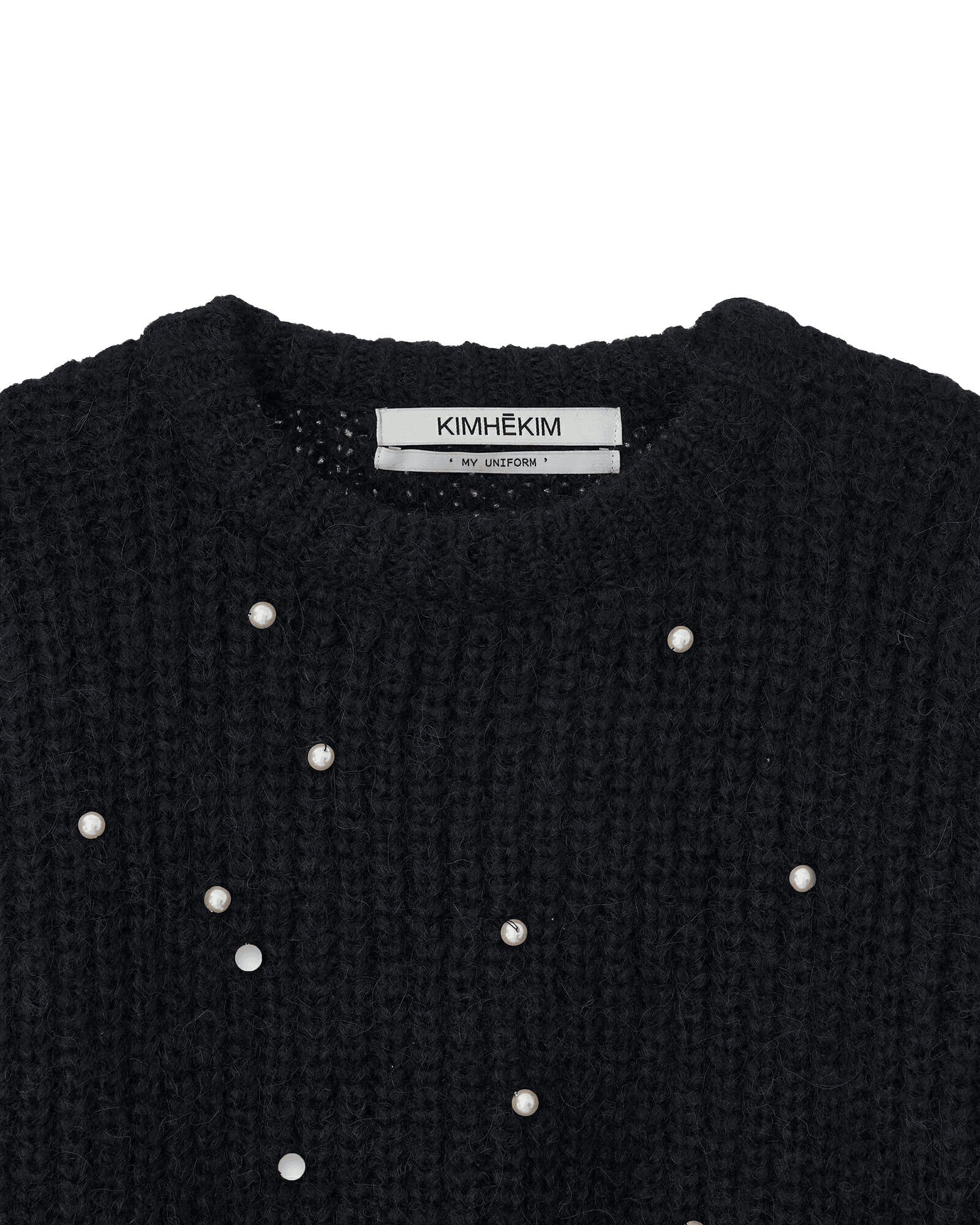 Pearl Embellished Mohair-Alpaca Sweater (Black) — vue 8