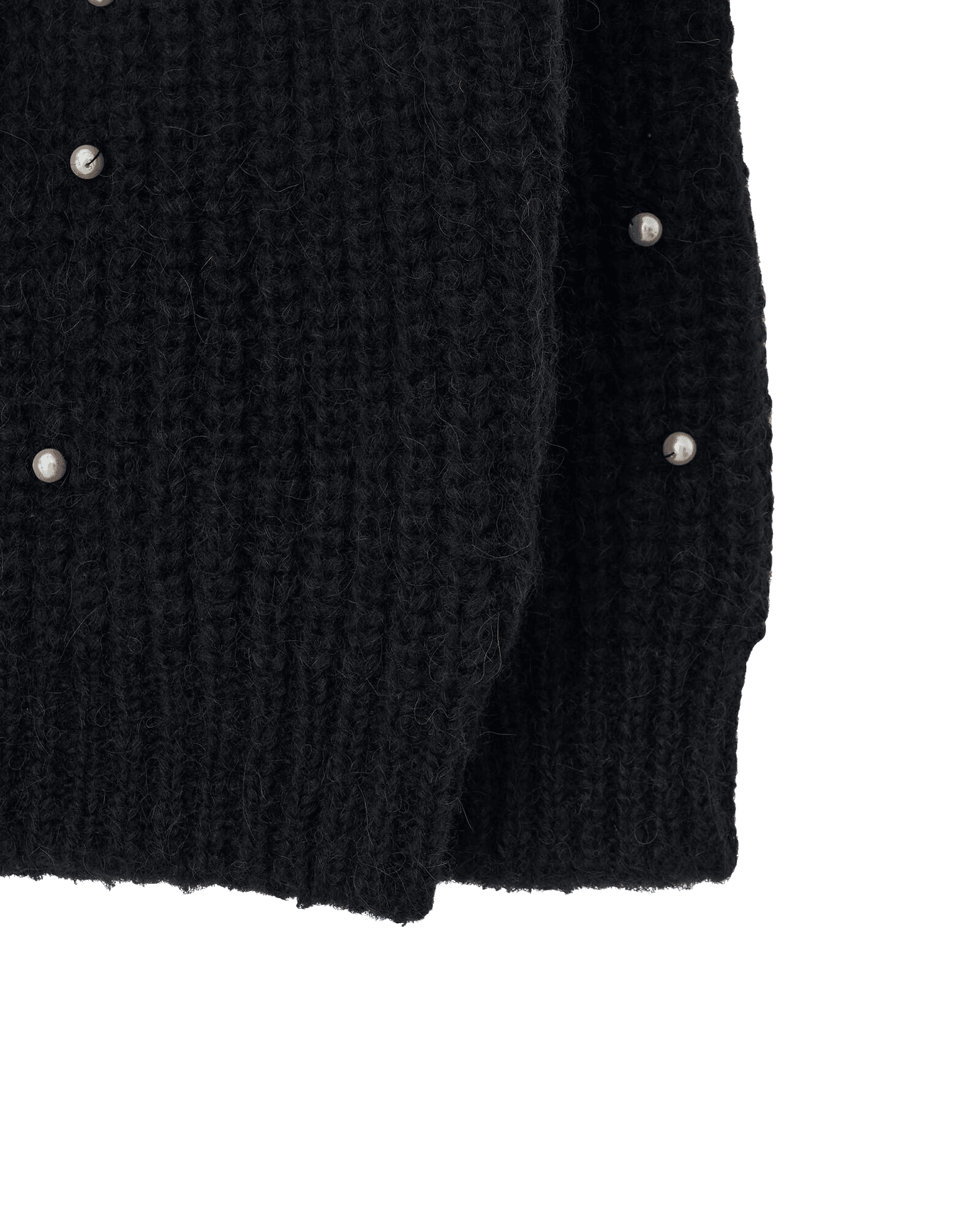 Pearl Embellished Mohair-Alpaca Sweater (Black) — vue 9