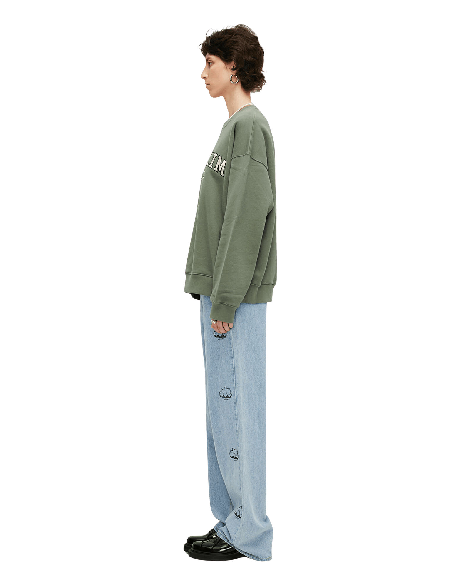Pearl Stamped Wide Leg Denim Pants (Sky Blue) — vue 3