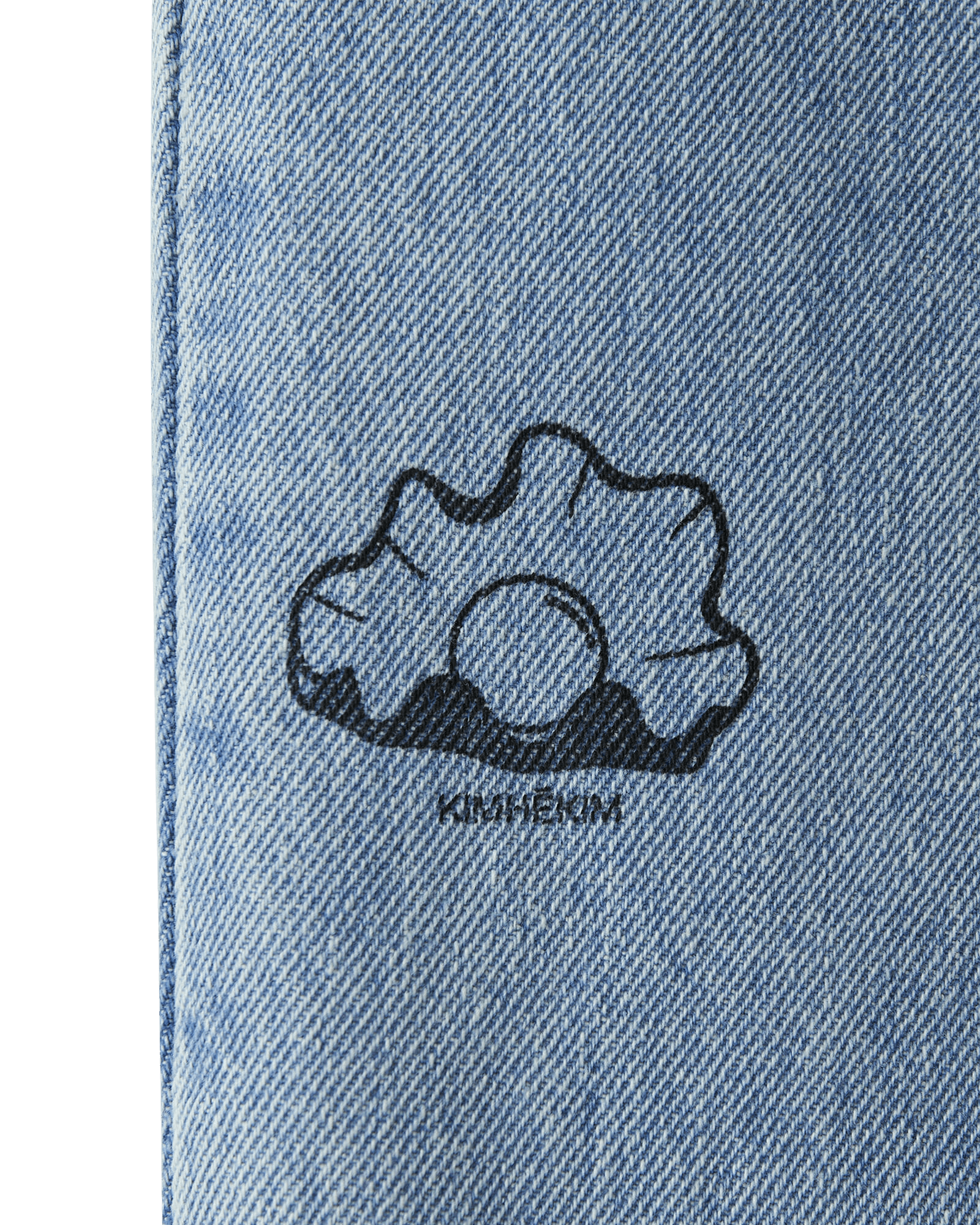 Pearl Stamped Wide Leg Denim Pants (Sky Blue) — vue 9