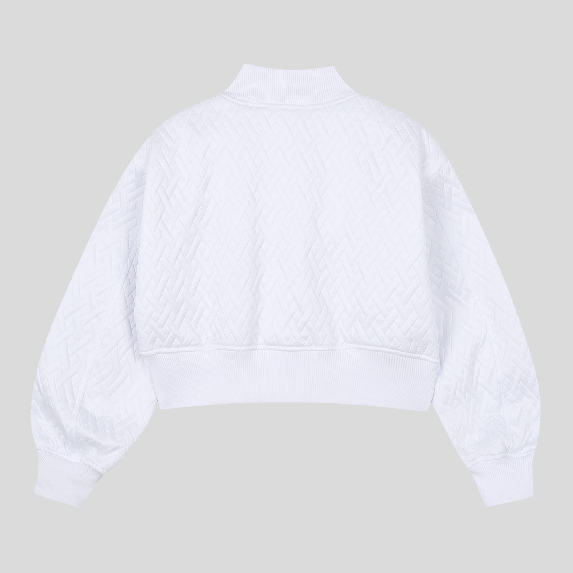 Quilted Crop Blouson Jacket (White) — vue 3