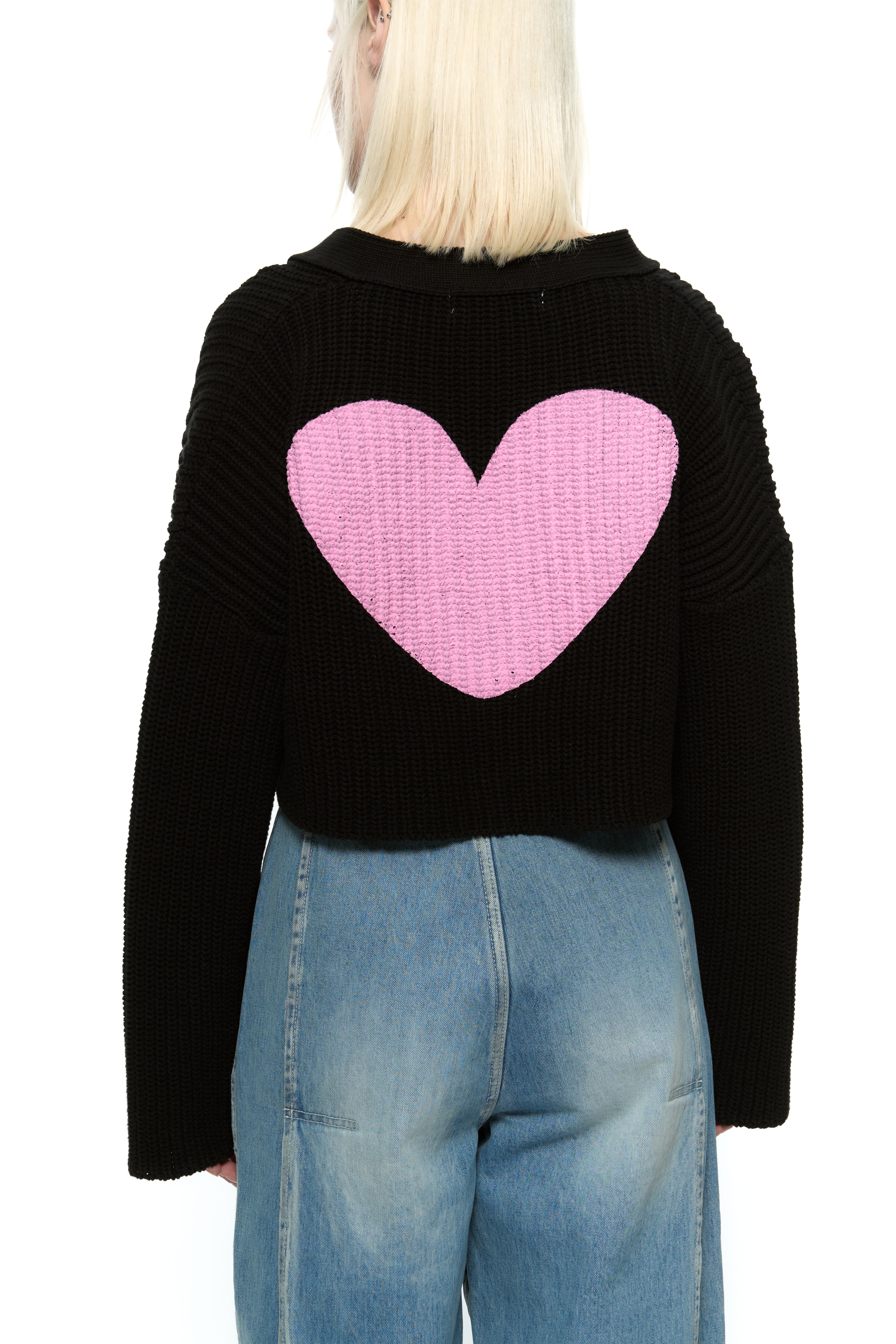 Heart Crop Cardigan (Black) — vue 16
