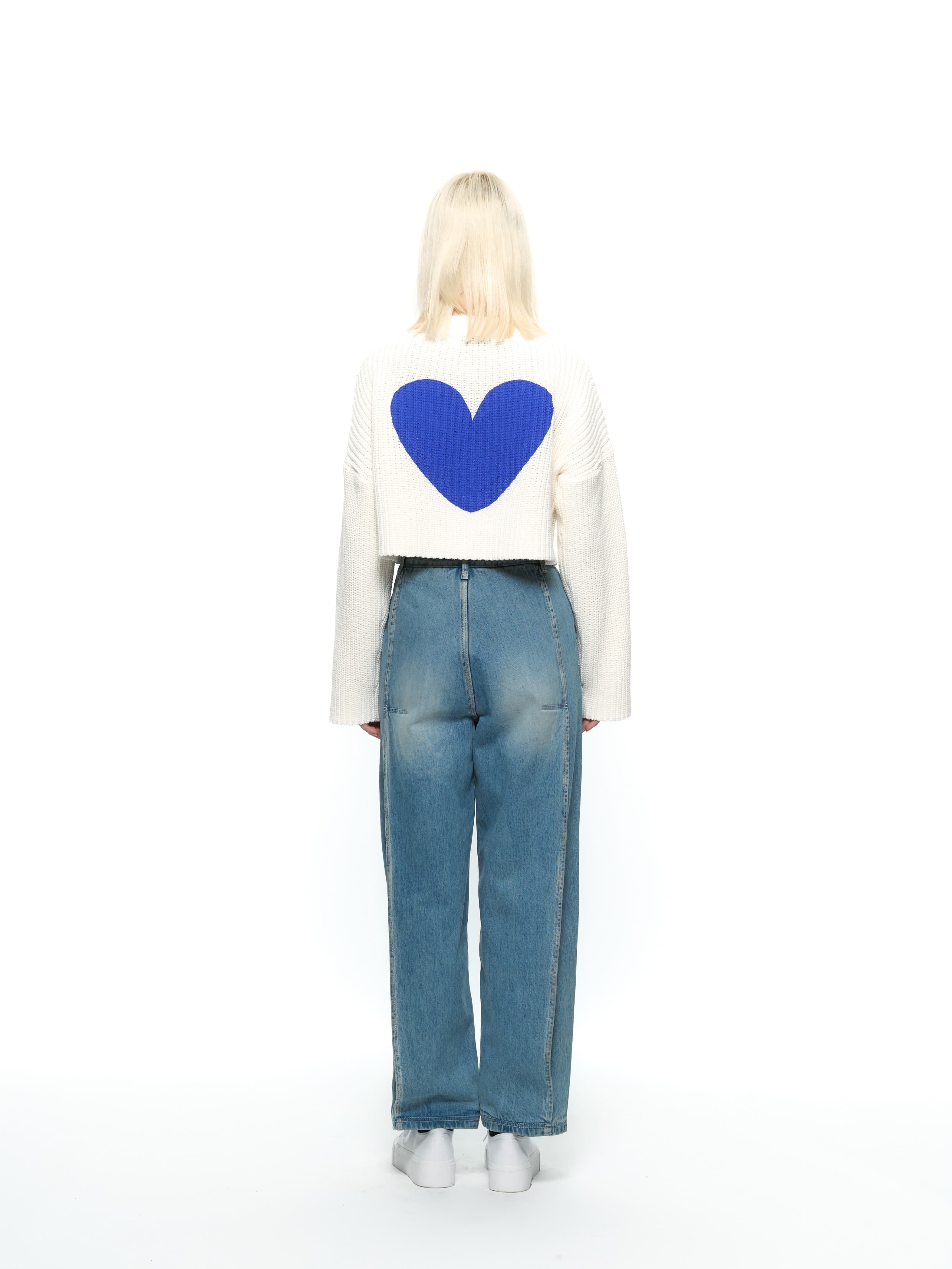 Heart Crop Cardigan (Blue) — vue 7