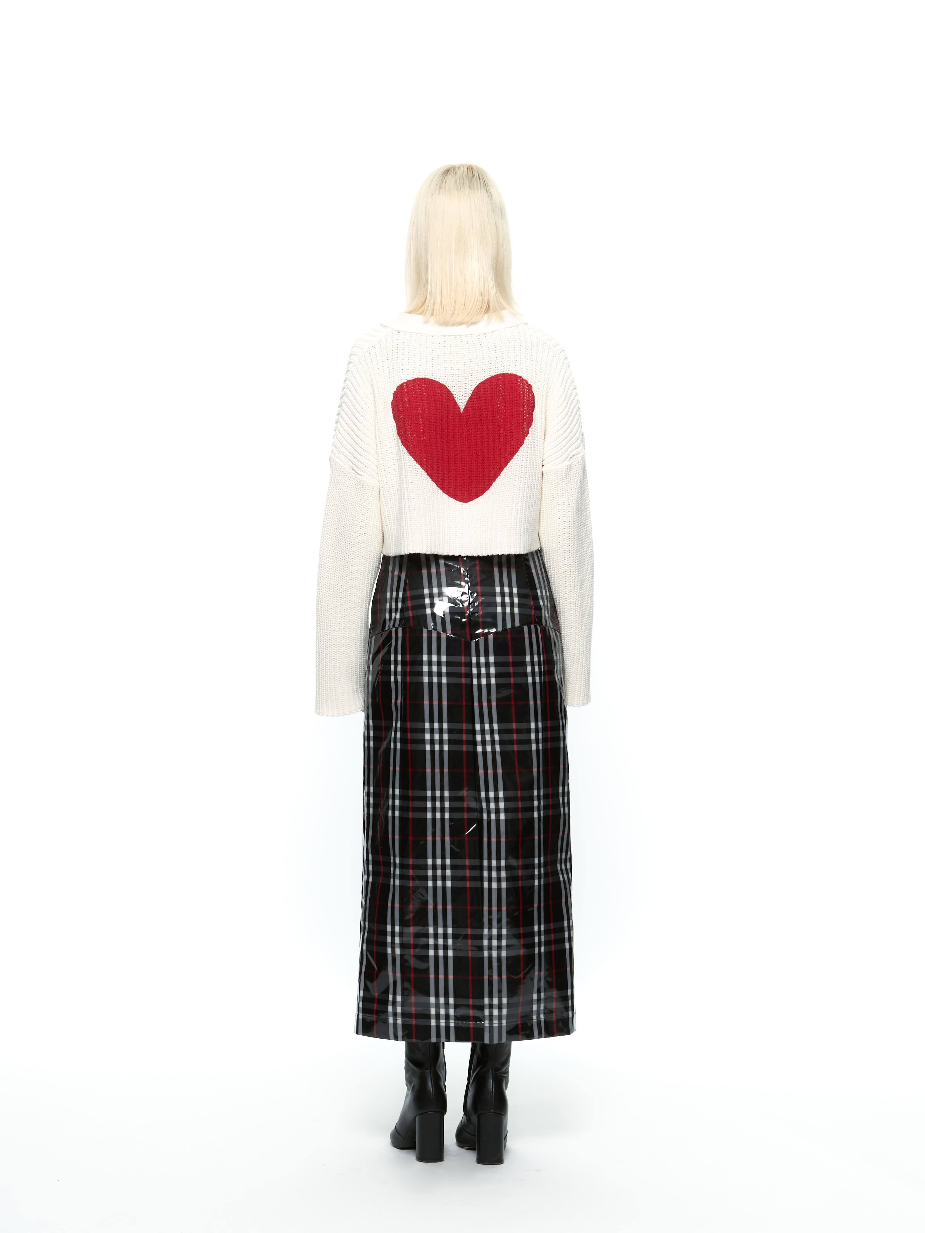 Heart Crop Cardigan (Red) — vue 1