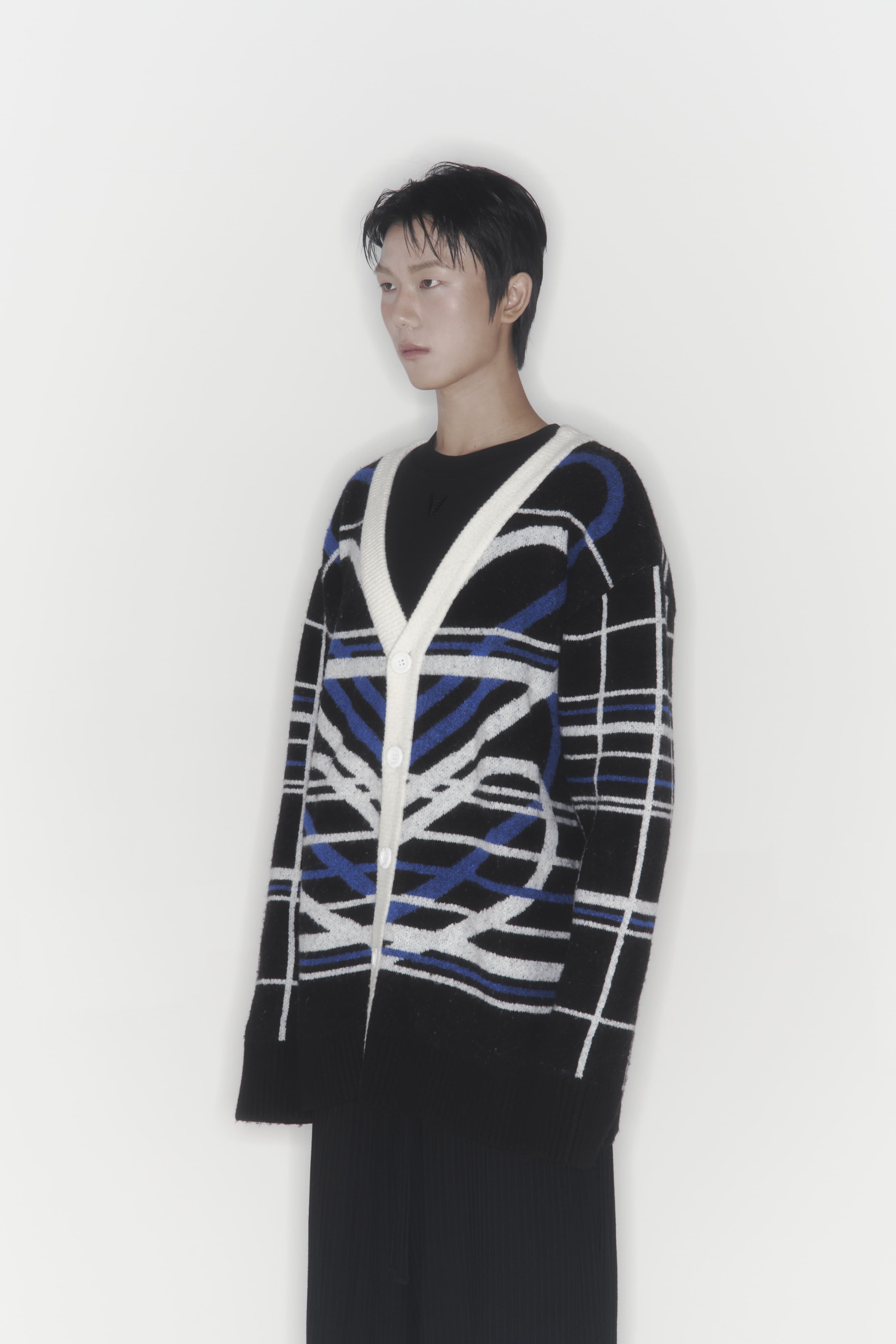 Heart Graphic Knit Cardigan (Blue) — vue 14