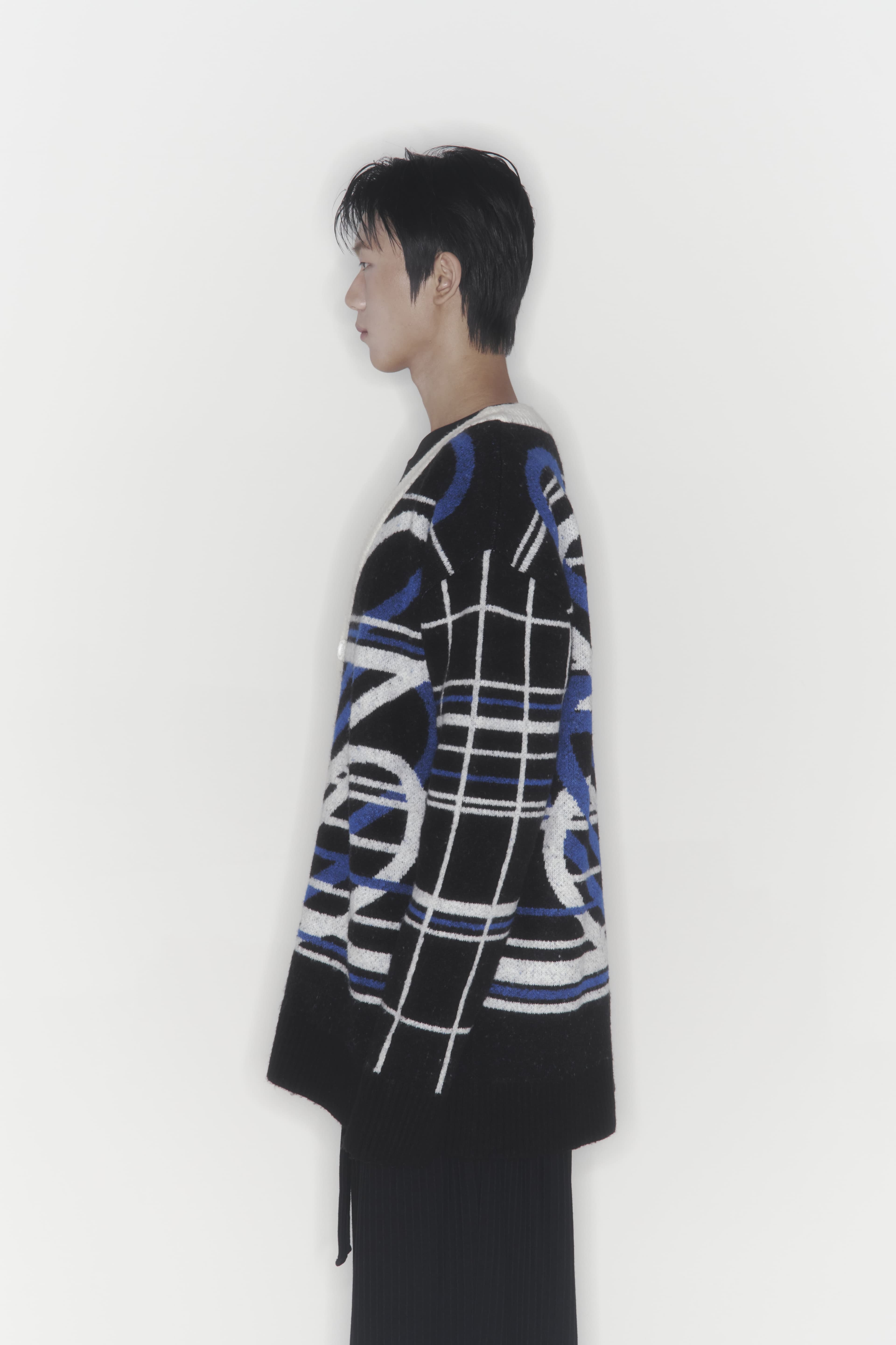 Heart Graphic Knit Cardigan (Blue) — vue 15
