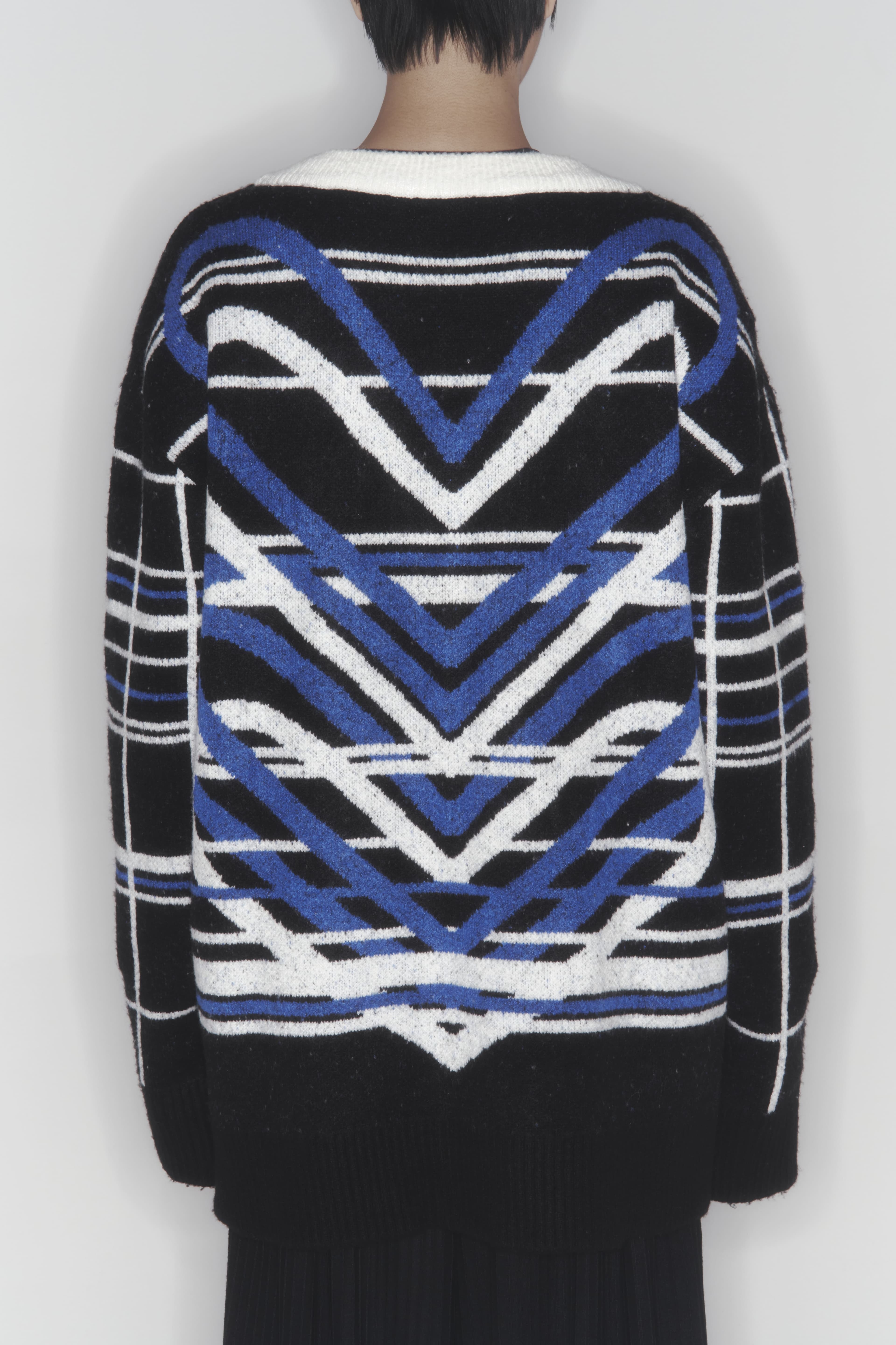 Heart Graphic Knit Cardigan (Blue) — vue 18