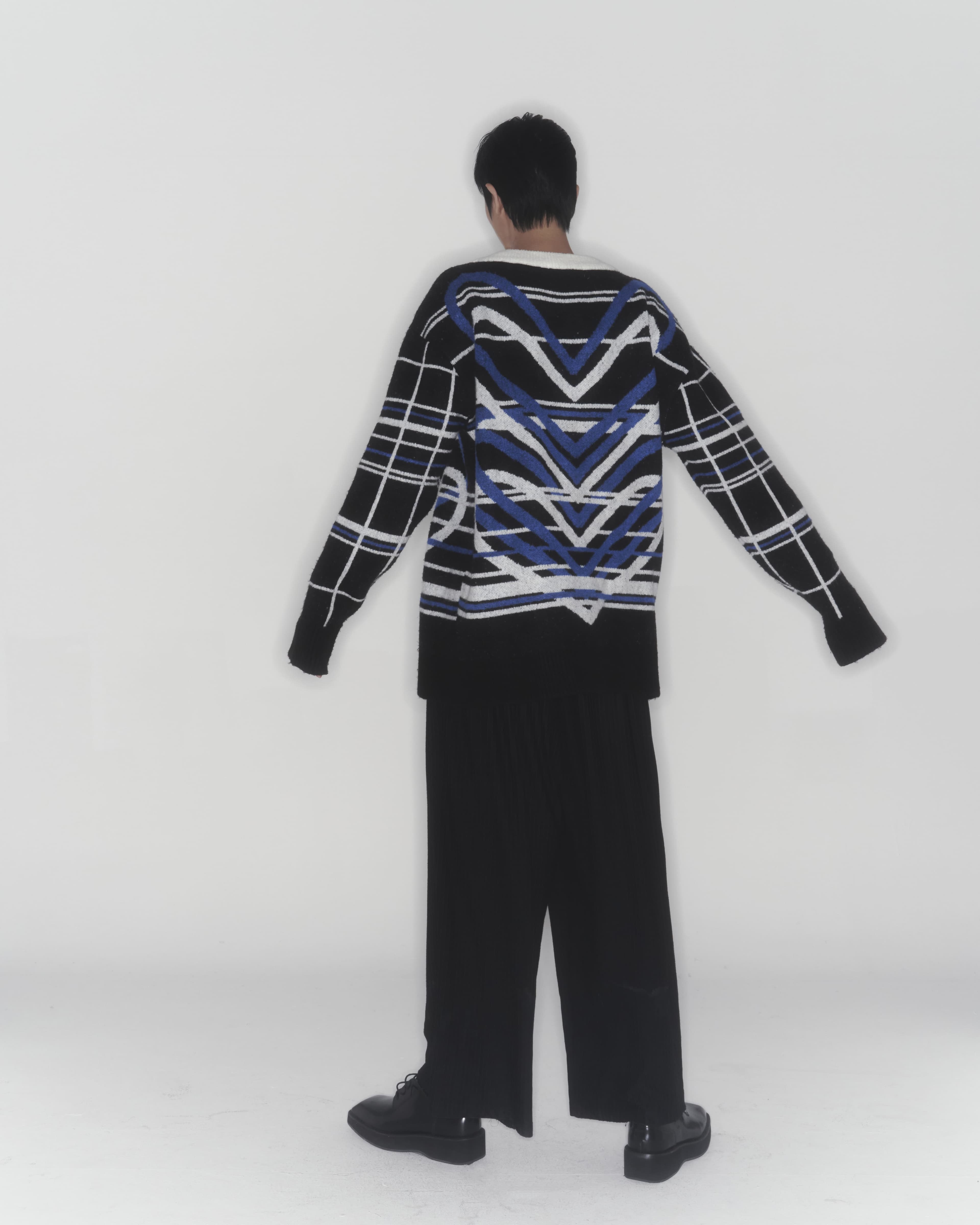 Heart Graphic Knit Cardigan (Blue) — vue 10