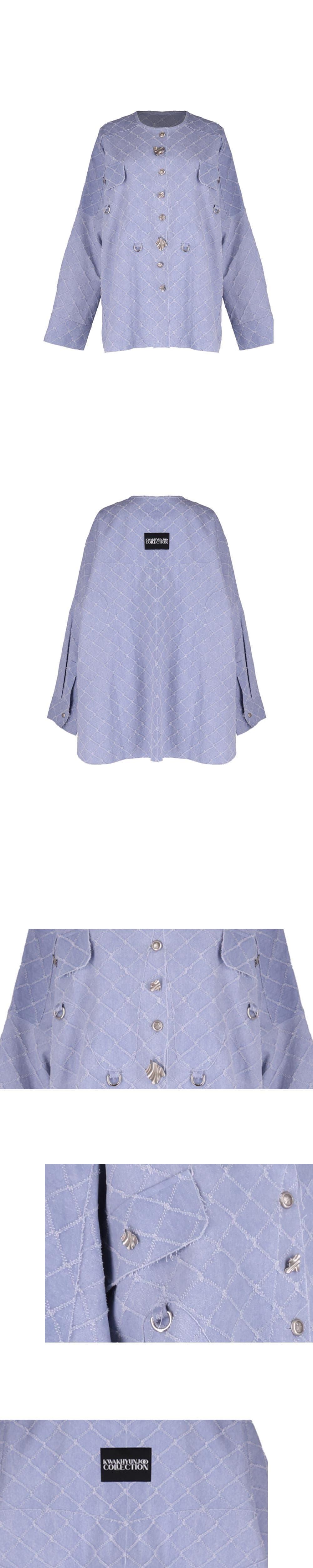 26SS Light Blue Cross Pattern Round Neck Over Fit Jacket — vue 4