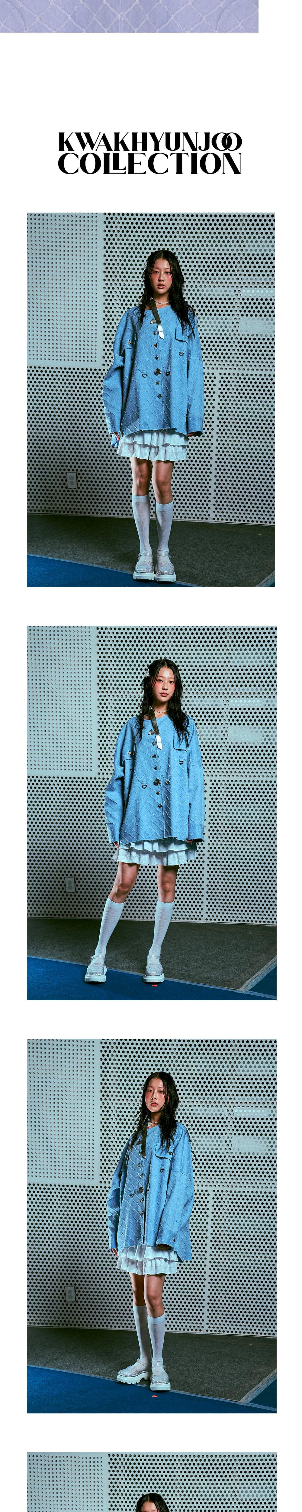 26SS Light Blue Cross Pattern Round Neck Over Fit Jacket — vue 5