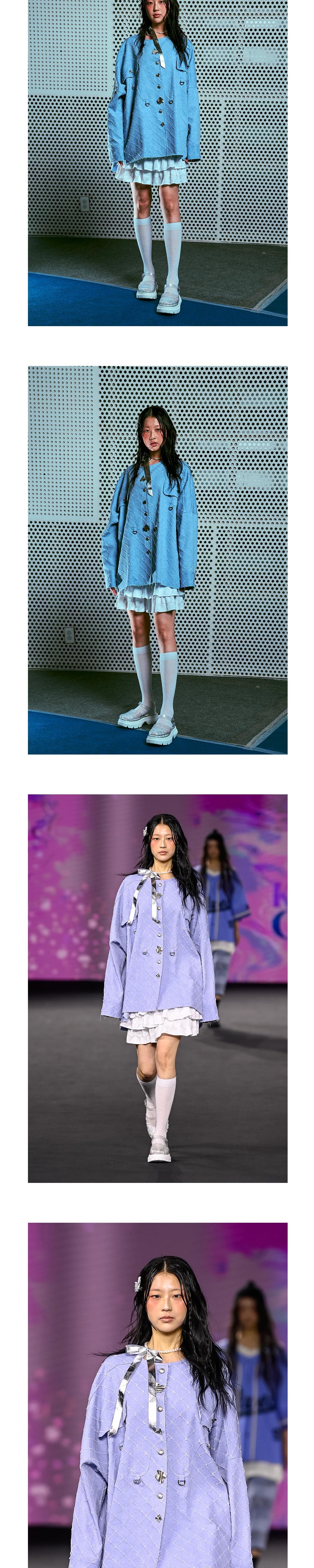 26SS Light Blue Cross Pattern Round Neck Over Fit Jacket — vue 6