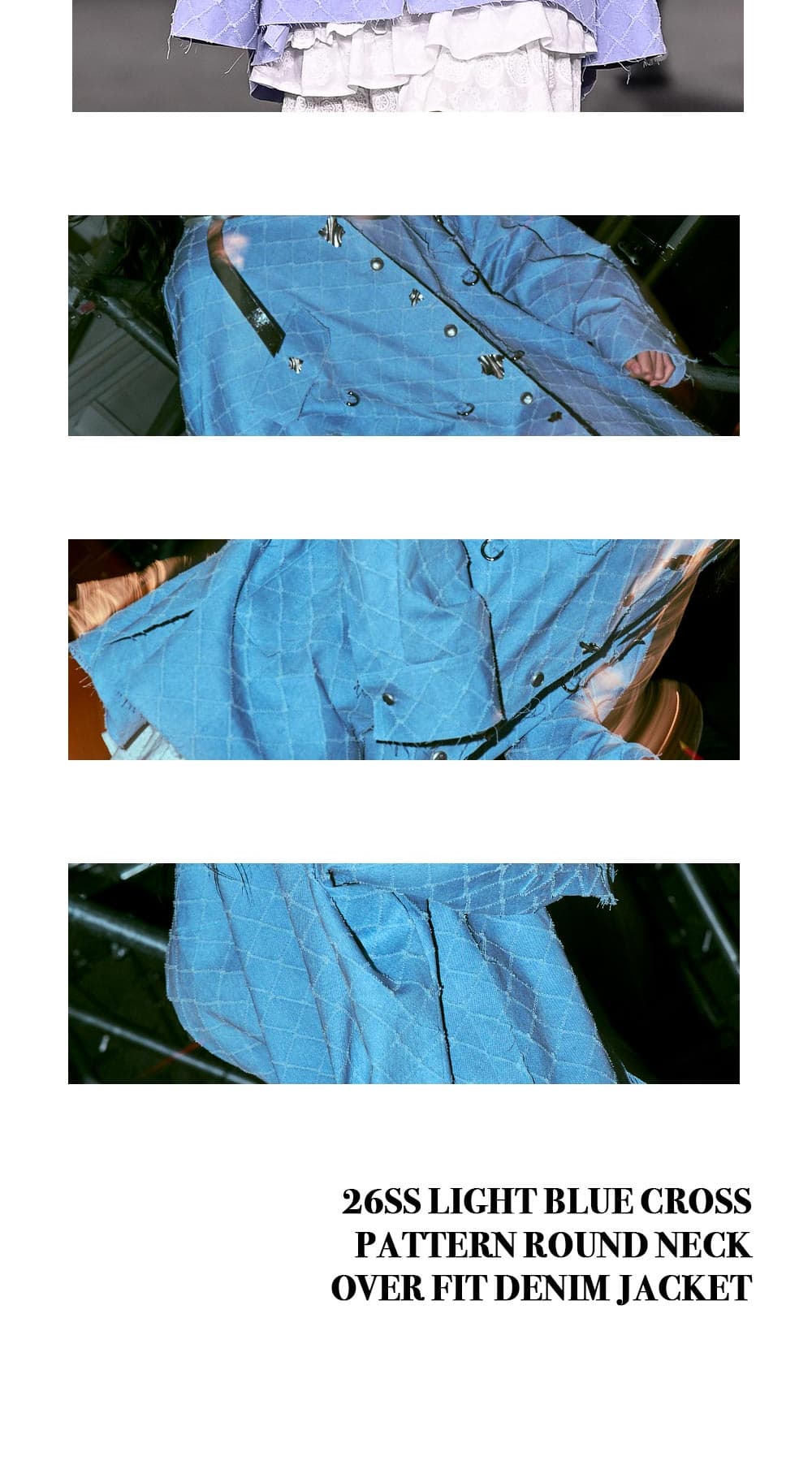 26SS Light Blue Cross Pattern Round Neck Over Fit Jacket — vue 7