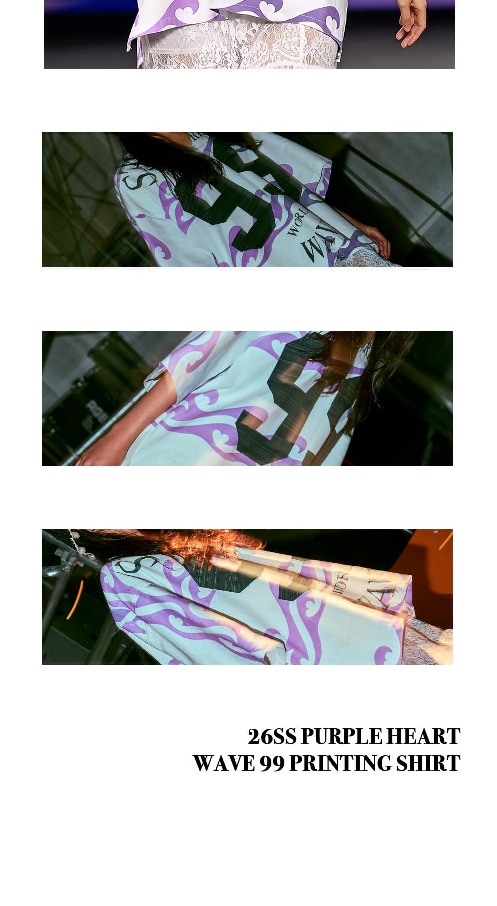 26SS Purple Heart Wave 99 Printing Shirt — vue 7