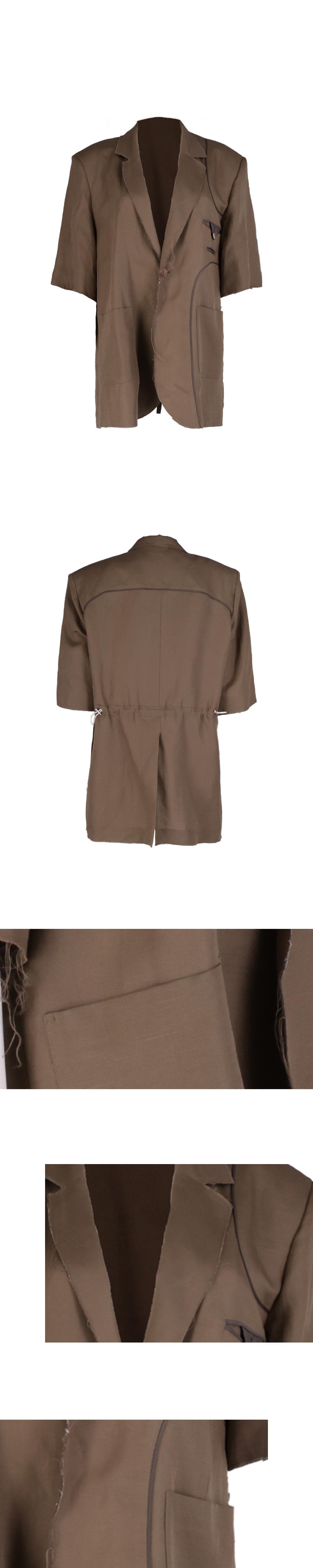26SS Brown Paneled Point Half Sleeve Jacket — vue 4